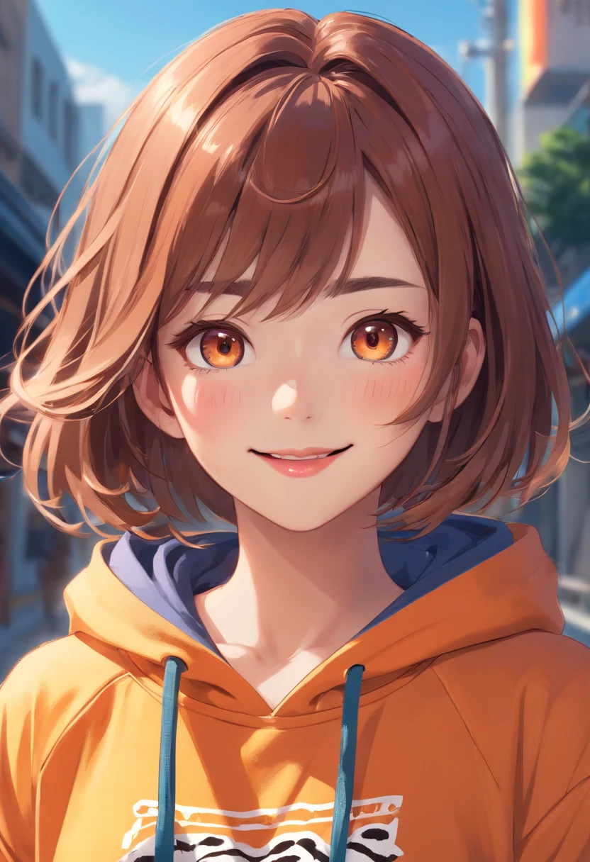 1 girl, beautiful Korean girl, (Cute Loose Bob hair), (wearing a cropped tiger hoodie, capri sweatpants:1. 5), (hands in pockets:1. 5), (red lips:1. 3), (small breasts:1. 3), (toned stomach:1. 3), (eyelashes:1. 2), (aegyo sal:1. 2), (detailed face), immersive background, volumetric haze, global illumination, (flowing hair), (bright smile), natural lighting, ((beautiful detailed eyes, symmetrical eyes), (photorealism:1. 5), (photorealistic:1. 4), (8k, RAW photo, masterpiece), High detail RAW color photo, realistic, (highest quality), (best shadow), (best illustration), ultra high resolution, highly detailed CG unified 8K wallpapers, physics-based rendering, realistic, realism, high contrast, hyperrealism, f1. 6 lens, rich colors, hyper-realistic lifelike texture, cinestill 800)