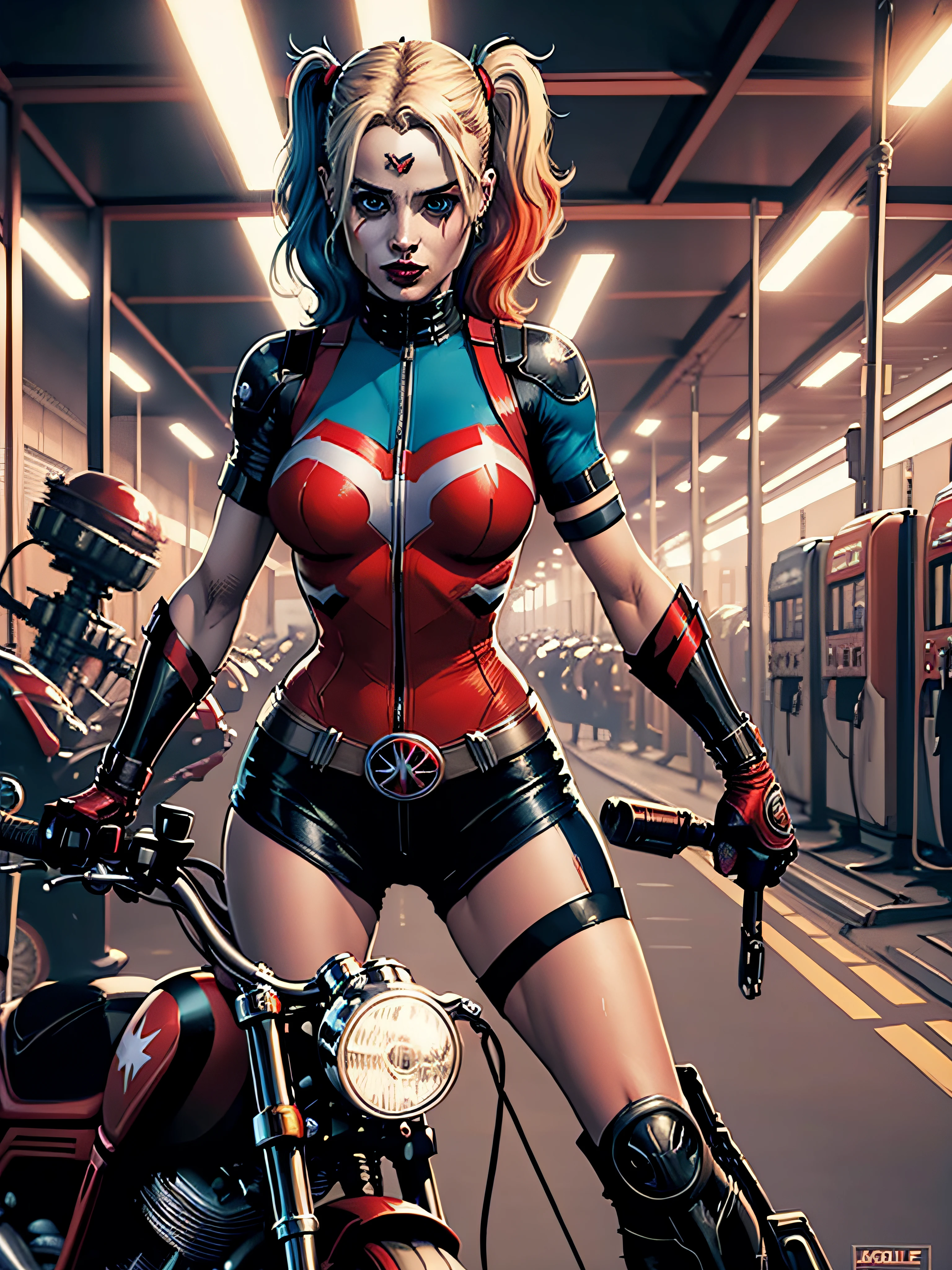 driving a formula 1, fingers on steering wheel, sitting, speed lines, neon lighting, high quality, masterpiece, <lora:girllikeformularacing_v20:.8>
dollface, doll mask, pink twintails, pink bodysuit, spikes, shoulder pads, armor, <lora:DollFace:.7>
