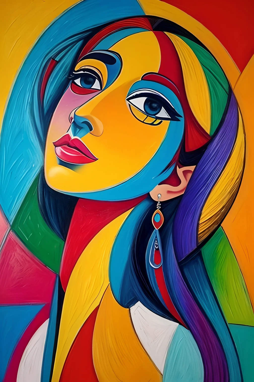 Criar quadro a oleo com cores vivas a imitar o estilo Picasso