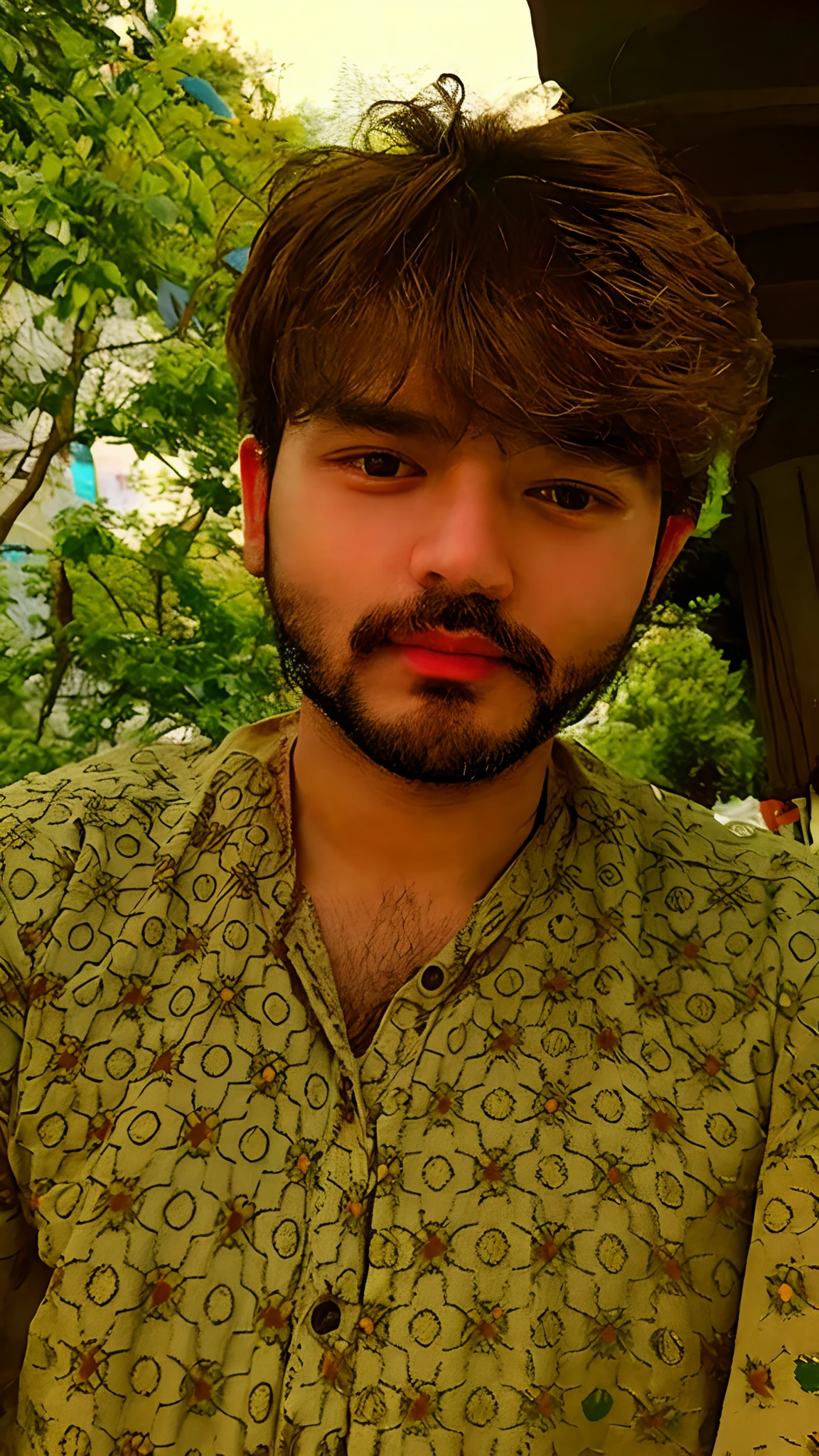 arafed man with a beard and a mustache wearing a brown shirt, khyzyl saleem, ash thorp khyzyl saleem, very very low quality picture, an afghan male type, around 1 , with accurate face, very clear picture, without beard, kyza saleem, portait photo profile picture, 8k selfie photograph
