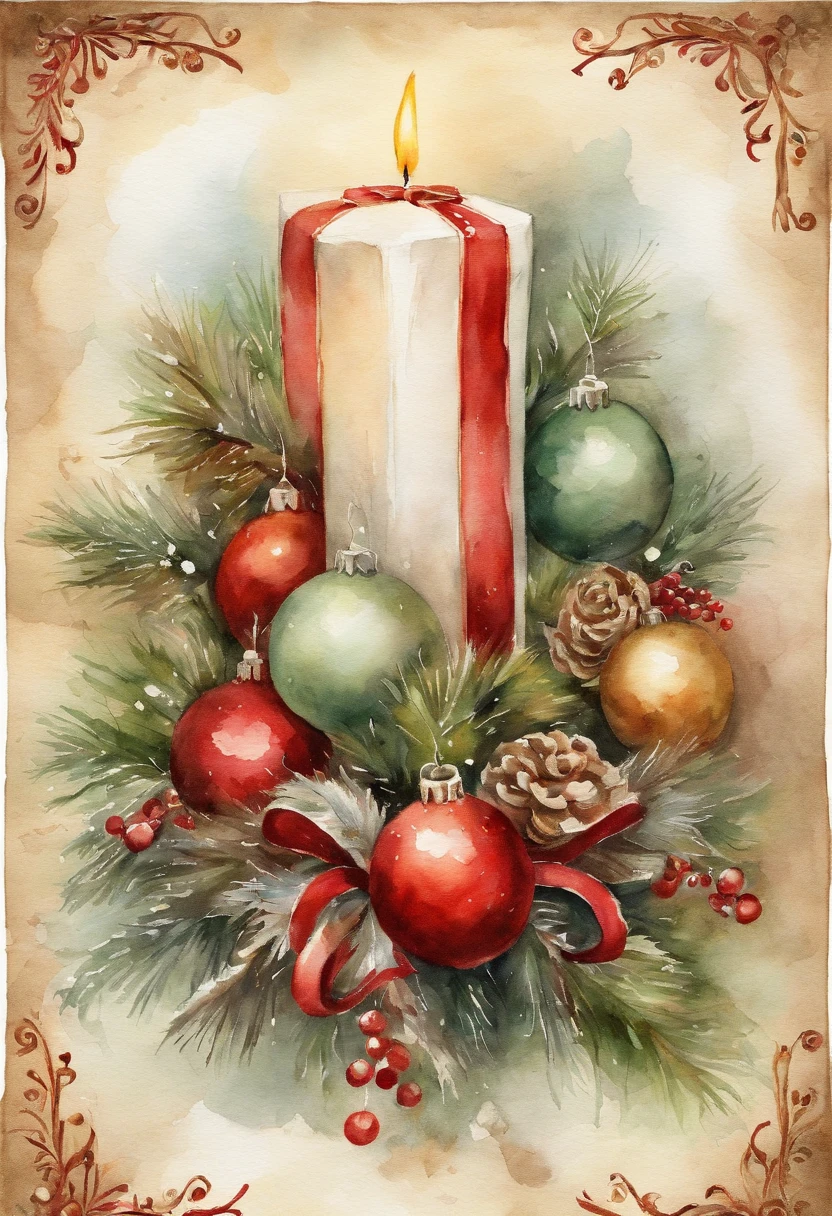 Picture an exquisite Christmas flyer, with space to write an invitacion note, Watercolor, trending on artstation, sharp focus, studio photo, intricate details, highly detailed, by greg rutkowski