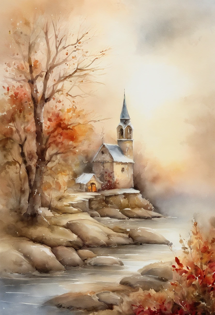 Picture an exquisite Christmas flyer, with space to write an invitacion note, Watercolor, trending on artstation, sharp focus, studio photo, intricate details, highly detailed, by greg rutkowski