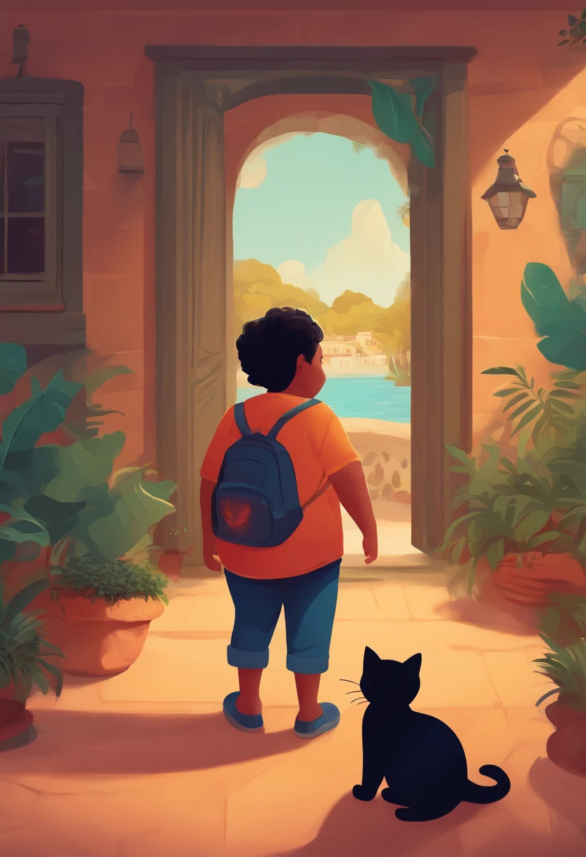 Disney style, title nandez, fat ??? with cat