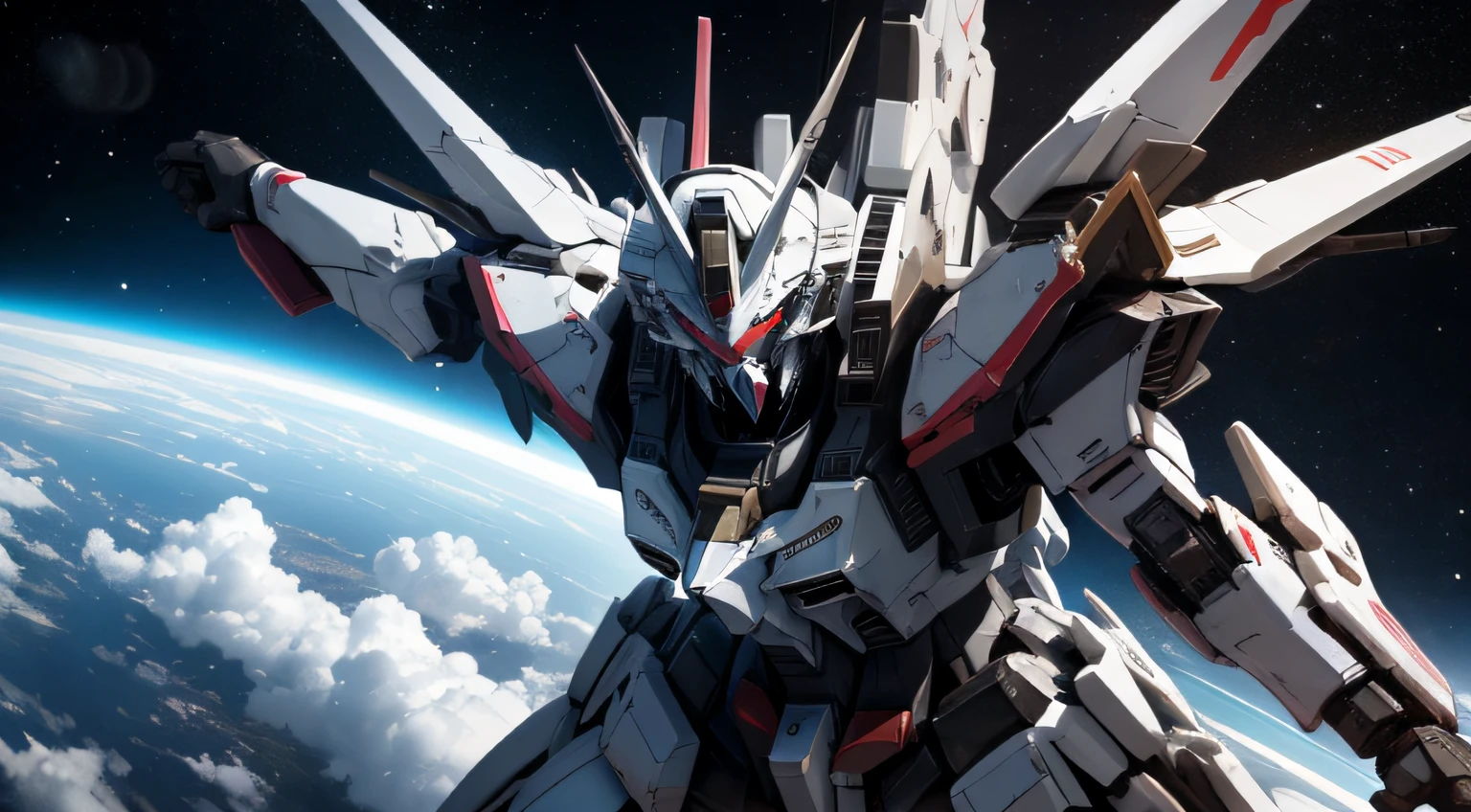 Black Unicorn Gundam、Mobile Suit Robot、Engage fiercely with enemy mobile armored robots、flying in space