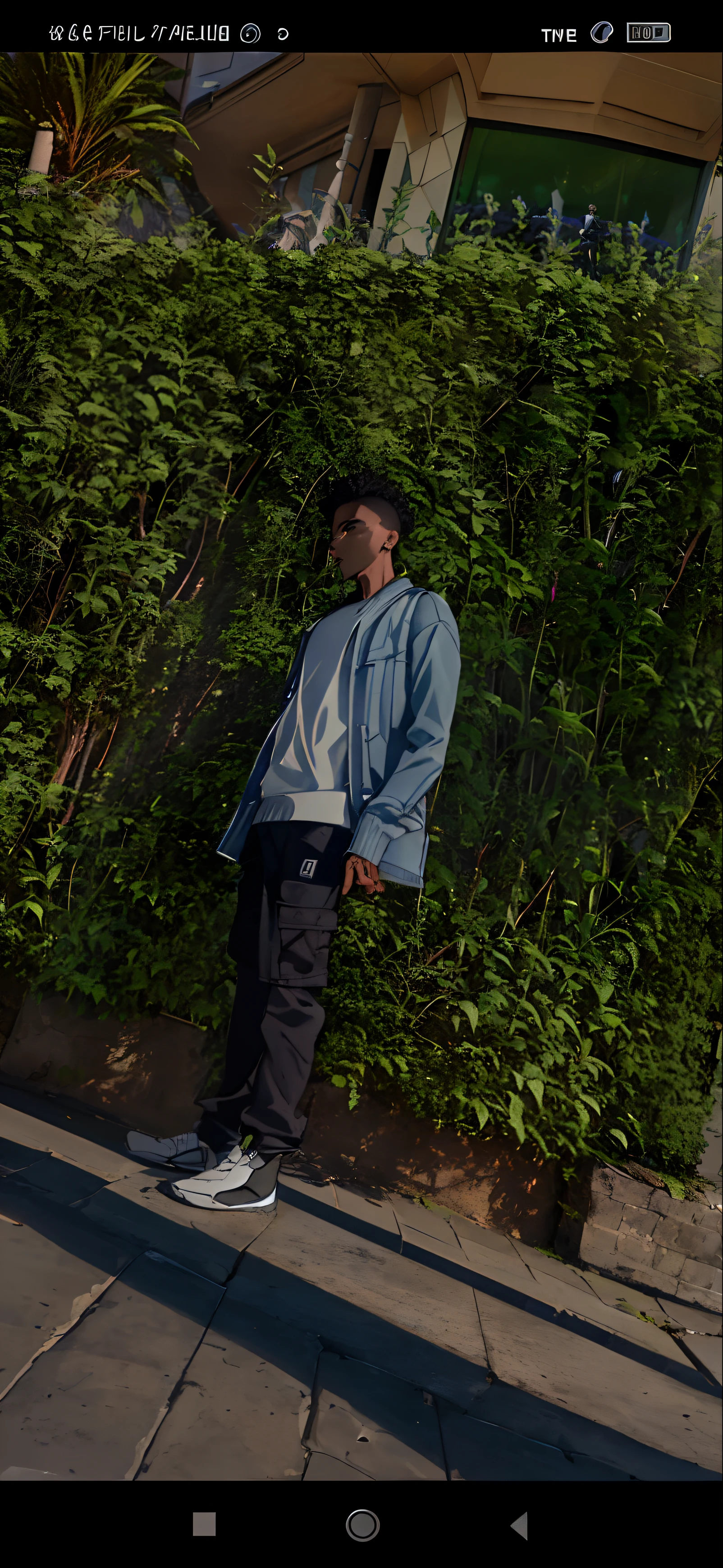 arafed man standing on a sidewalk next to a hedge, smooth in _ the background, stylish pose, with a cool pose, casual pose, outlive streetwear collection, cool pose, mohamed chahin style, photo in style of tyler mitchell, riyahd cassiem, mid shot portrait, distant full body shot, profile pic, hyperealisism