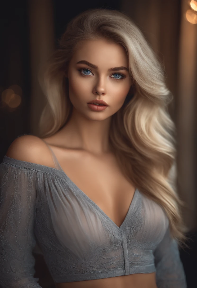 arafed woman fully , sexy girl with blue eyes, ultra realistic, meticulously detailed, portrait sophie mudd, blonde hair and sexy eyes, big boobs, selfie of a young girl, with makeup, natural makeup, looking directly at the camera, face with artgram, subtle makeup, stunning full body shot in the nightclub, full body,