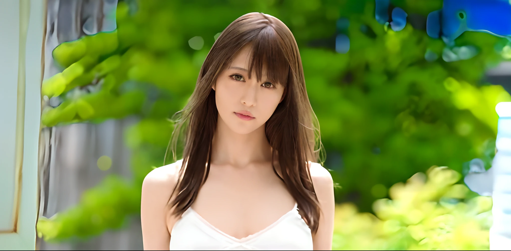 there is a woman that is standing in front of a tree, realistic young gravure idol, deayami kojima, ayami kojima amano, beautiful japanese girls face, young sensual gravure idol, young pretty gravure idol, 奈良美智, realistic sensual gravure idol, young skinny gravure idol, young gravure idol