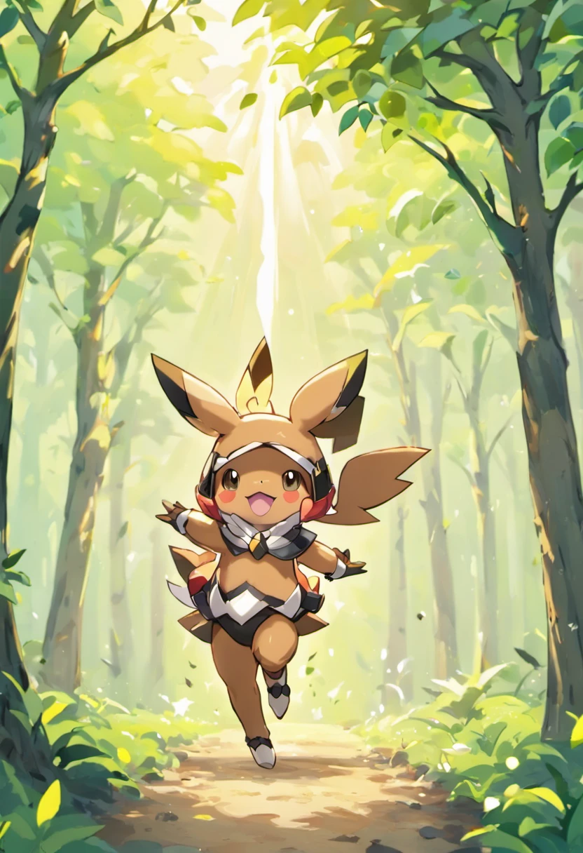 (master part, Ultra Qualidade, high resolution, 8k, intrincado: 1.2), (tiro de corpo inteiro, tiro frontal, tiro largo:1.4), (Lance, de Pokemon:1.6), ( Tampo marrom, fundo branco, acabamentos dourados:1.3), (grande manto preto), (sapatos preto:1.2),[Backgroumd; campo de guerra ; Noite; Dark Green Mist; (tree, Light rays through the trees):1.2]