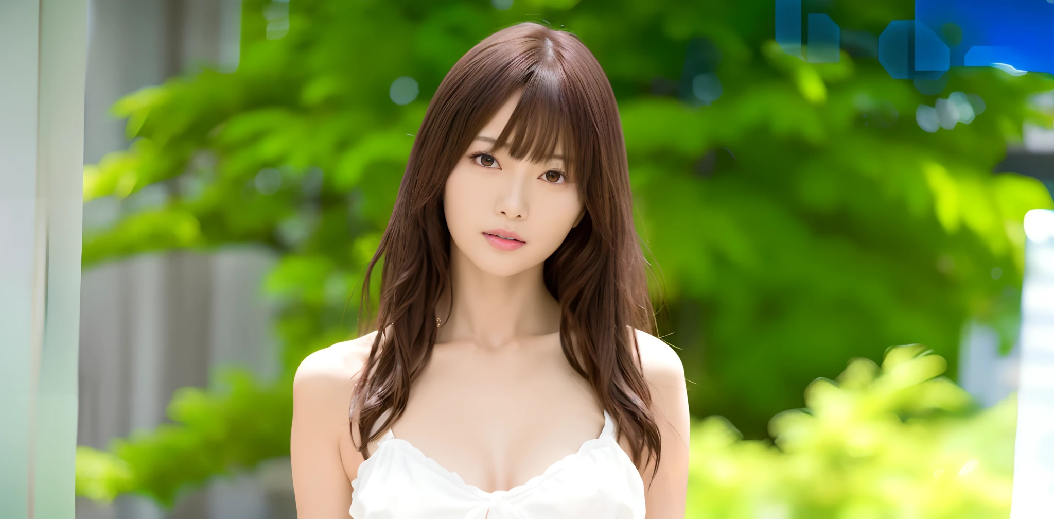 there is a woman that is standing in front of a tree, realistic young gravure idol, deayami kojima, ayami kojima amano, beautiful japanese girls face, young sensual gravure idol, young pretty gravure idol, 奈良美智, realistic sensual gravure idol, young skinny gravure idol, young gravure idol