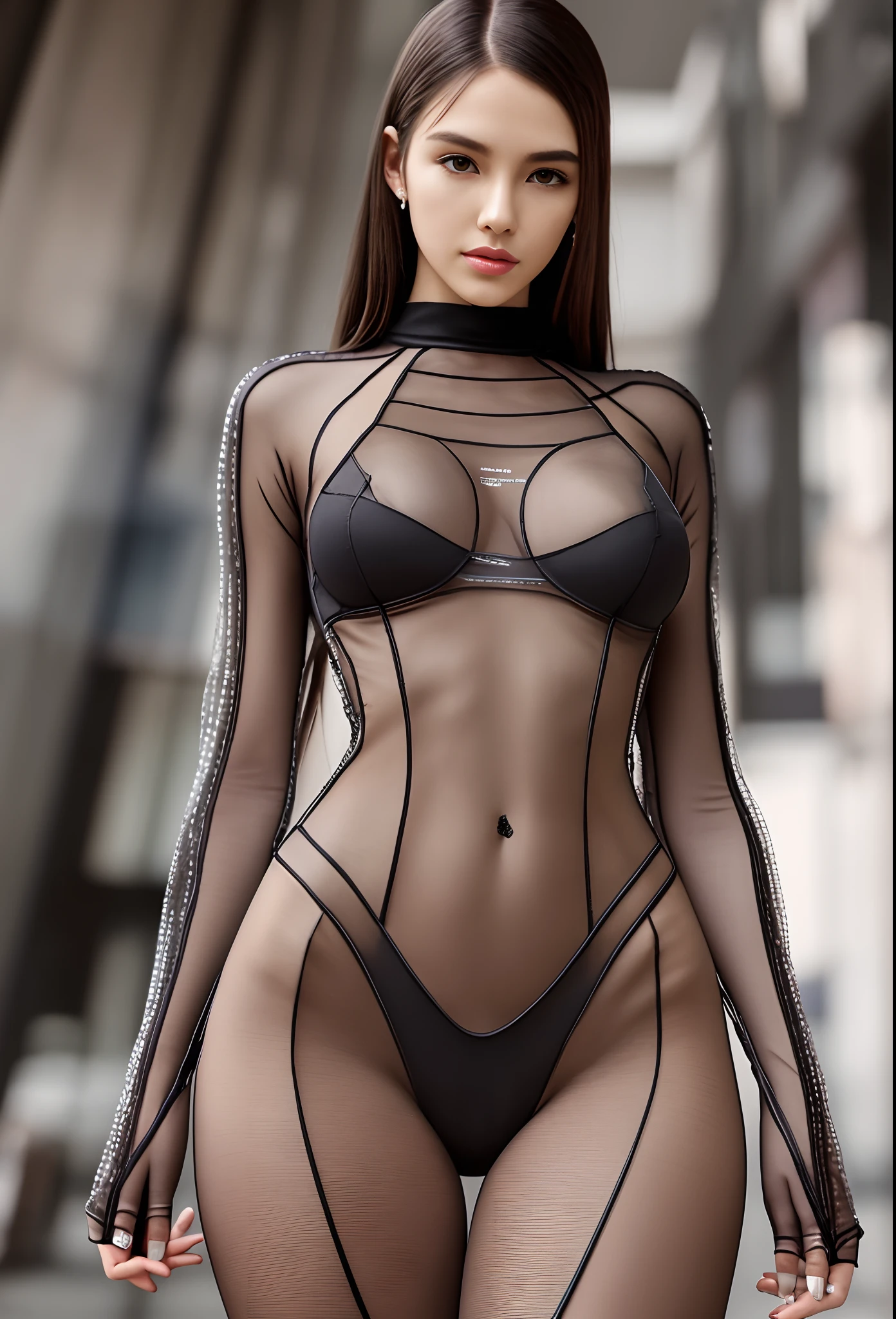 transparent, second skin clothes, beautiful model, hyper realistic --auto --s2