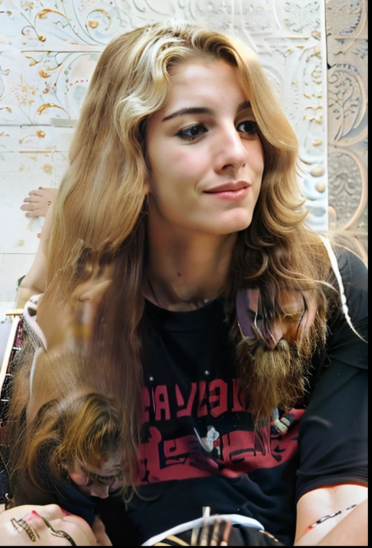 Jovem sentado em um meio-fio com um skate, jovem com cabelo longo, com longos cabelos loiros, longos cabelos loiros e olhos azuis, roqueiro de cabelos longos e desgrenhados, Thom Yorke idade 2 5, cabelo comprido e camisa vermelha, com cabelos longos e olhos penetrantes, tiradas em meados dos anos 2000, tiradas no final dos anos 2000