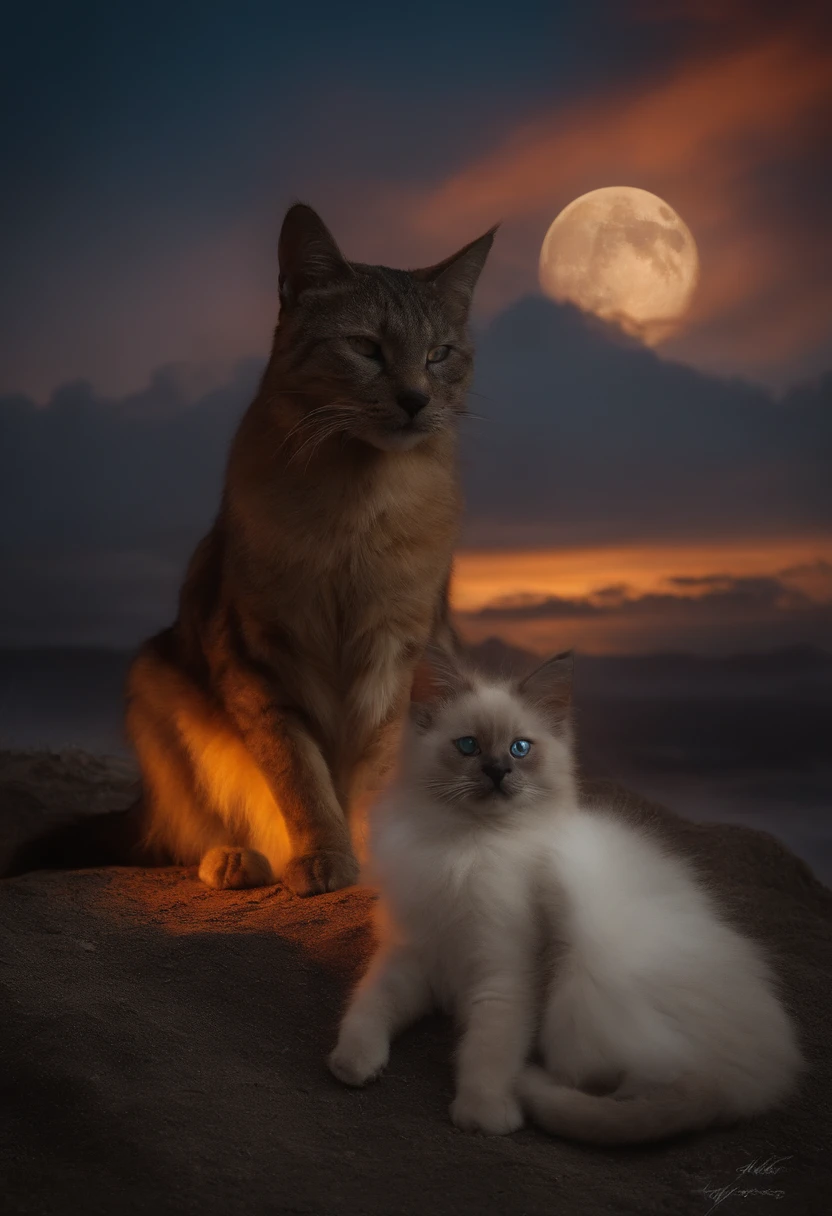 bruxa com gato e lua atras