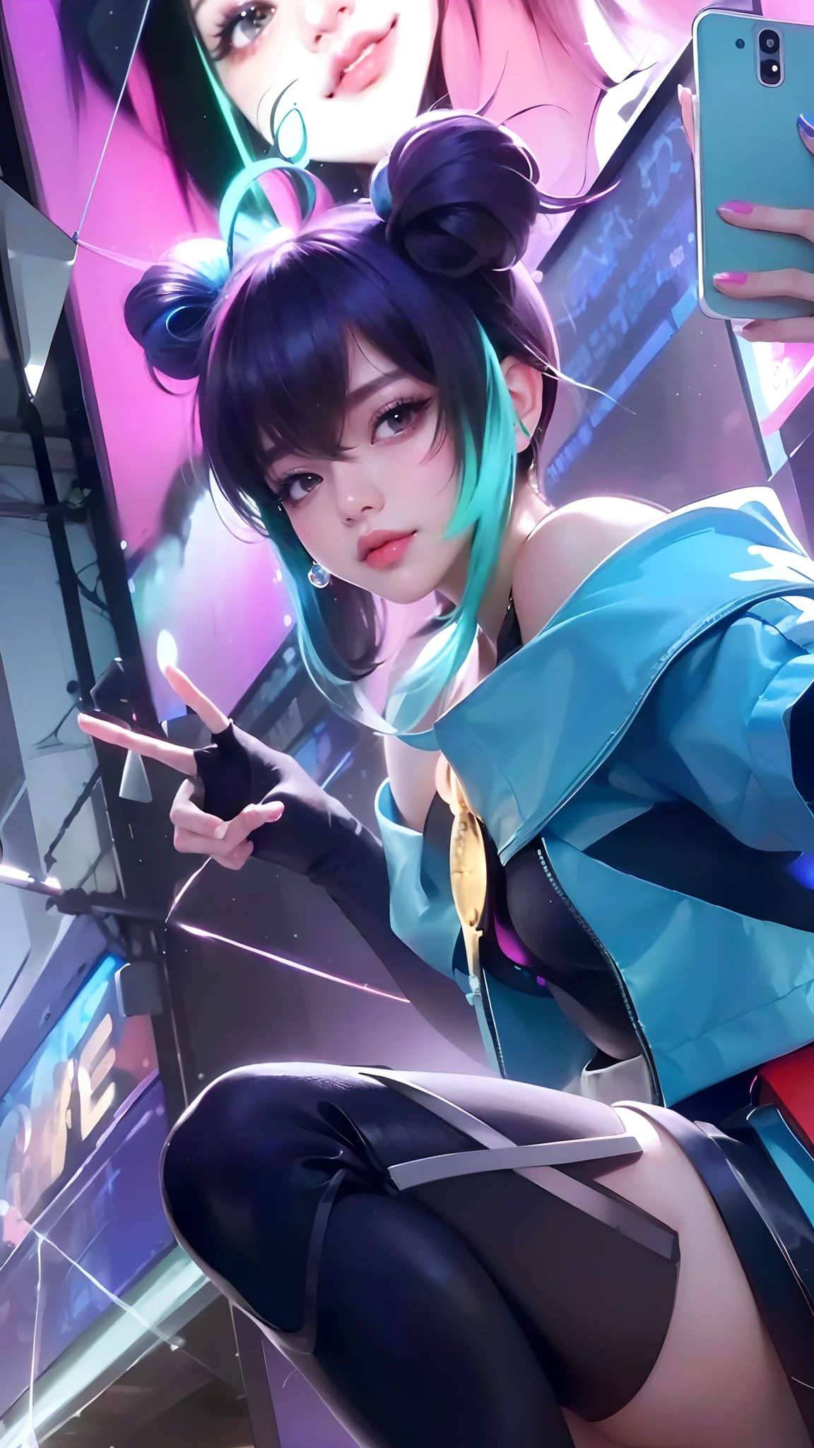 (8k, RAW photo, photorealistic:1.25) ,( lipgloss, eyelashes, gloss-face, glossy skin, best quality, ultra highres, depth of field, chromatic aberration, caustics, Broad lighting, natural shading,Kpop idol) looking at viewer with a serene and goddess-like happiness,