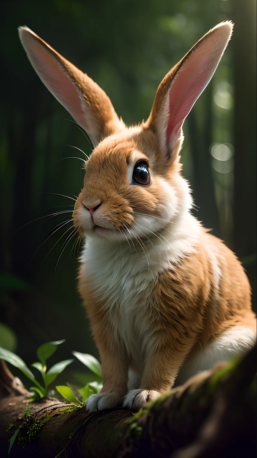 close up photo of a rabbit, forest, haze, halation, bloom, dramatic atmosphere, centred, rule of thirds, 200mm 1.4f macro shot, (natural skin texture, hyperrealism, soft light, sharp:1.2), (intricate details:1.12), hdr, (intricate details, hyperdetailed:1.15), art by greg rutkowski and artgerm, soft cinematic light, adobe lightroom, photolab, hdr, intricate, highly detailed, (depth of field:1.4)