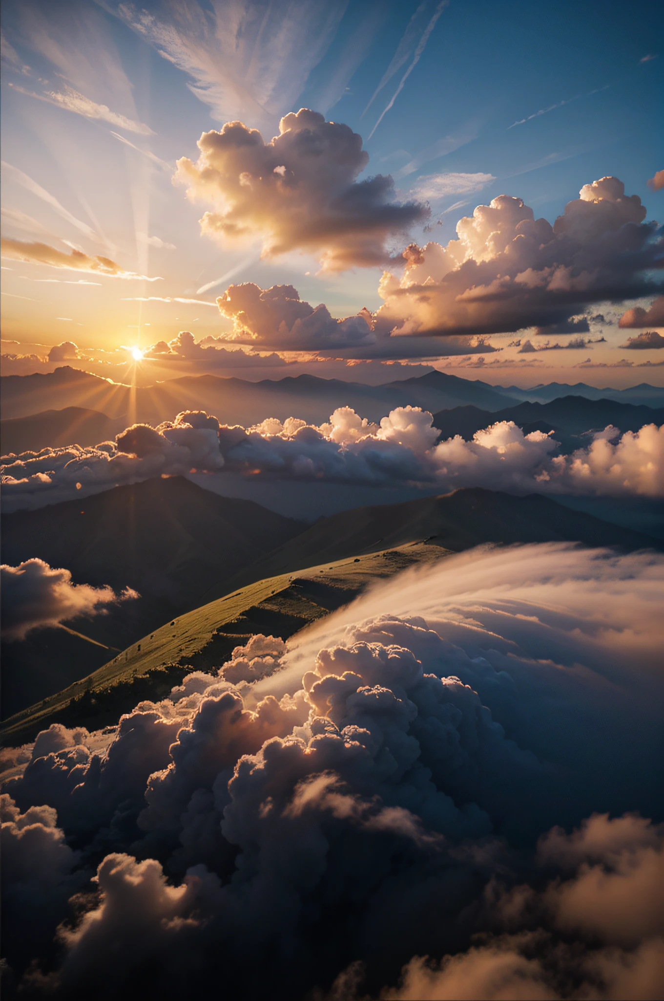 Beautiful sky with clouds. Sunset. realistic image