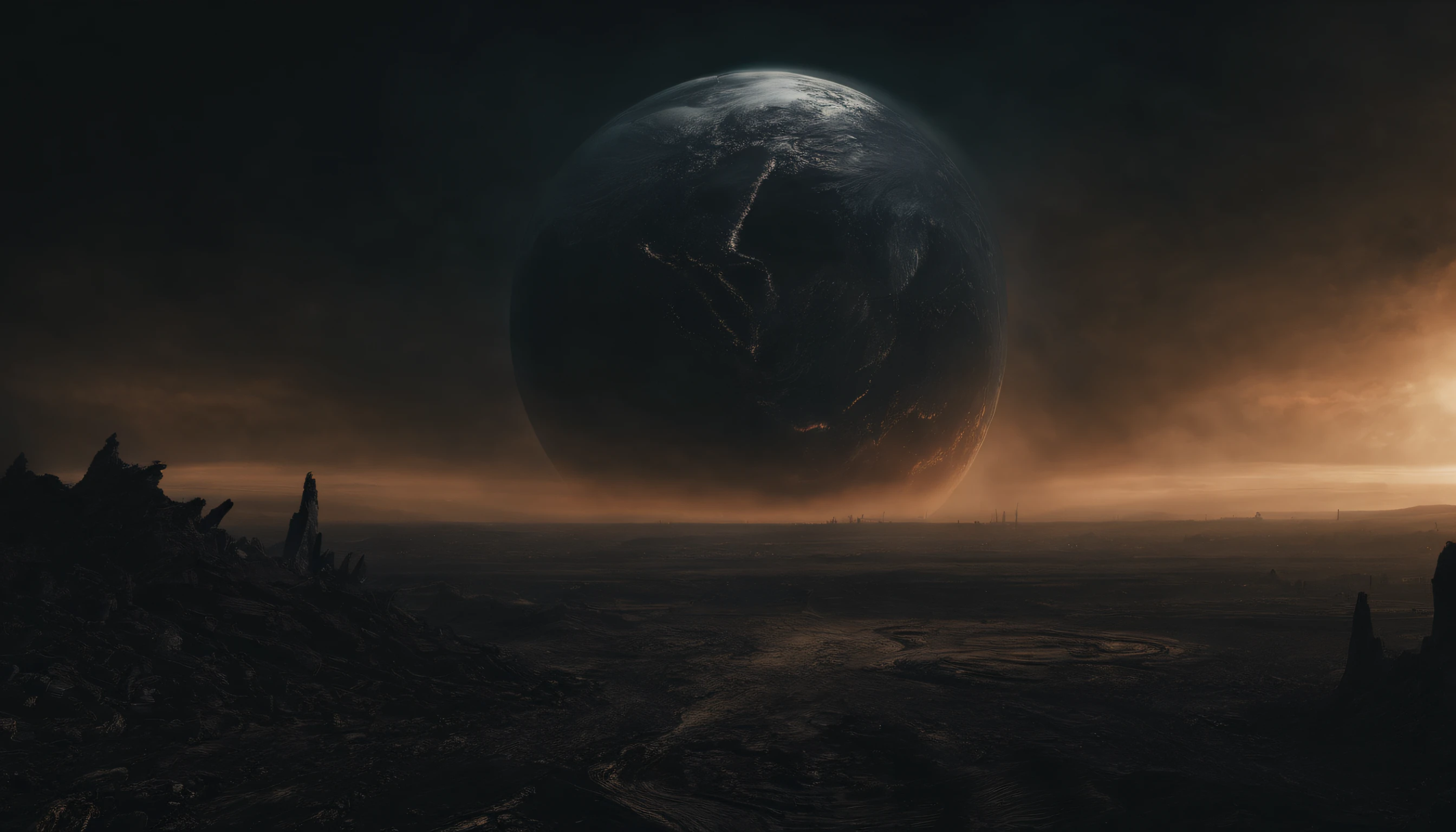 Image of planet Earth with a gigantic meteor destroying the planet, tense and dry environment in the air, Dark environment, contemporary clothing, Bible, Biblical stories, Based on the story of the apocalypse from the Old Testament, 8k, cinematic, realistic