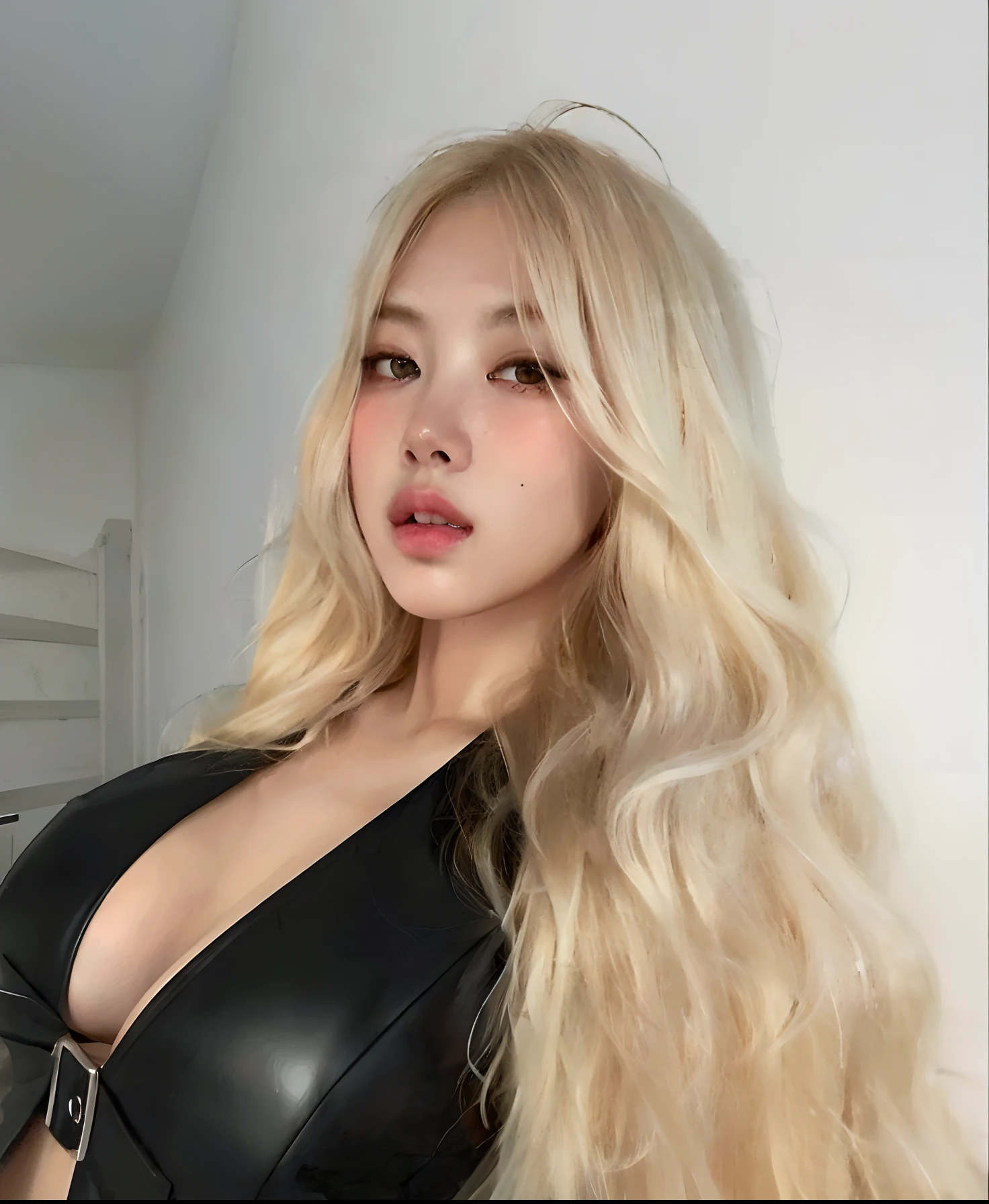 Mujer rubia con un vestido de cuero negro posando para una foto, Ava Max, Cabello largo y rubio y ojos grandes, Yelena Belova, Diosa rubia, Angelawhite, Cabello largo y rubio y ojos grandes, Una hermosa rubia, Mujeres rubias, con cabello largo y rubio, chica sexy con cabello largo y rubio, BLONDE CHILD girl, Chica perfecta de pelo blanco, Anna Nikolanova aka Newmilky