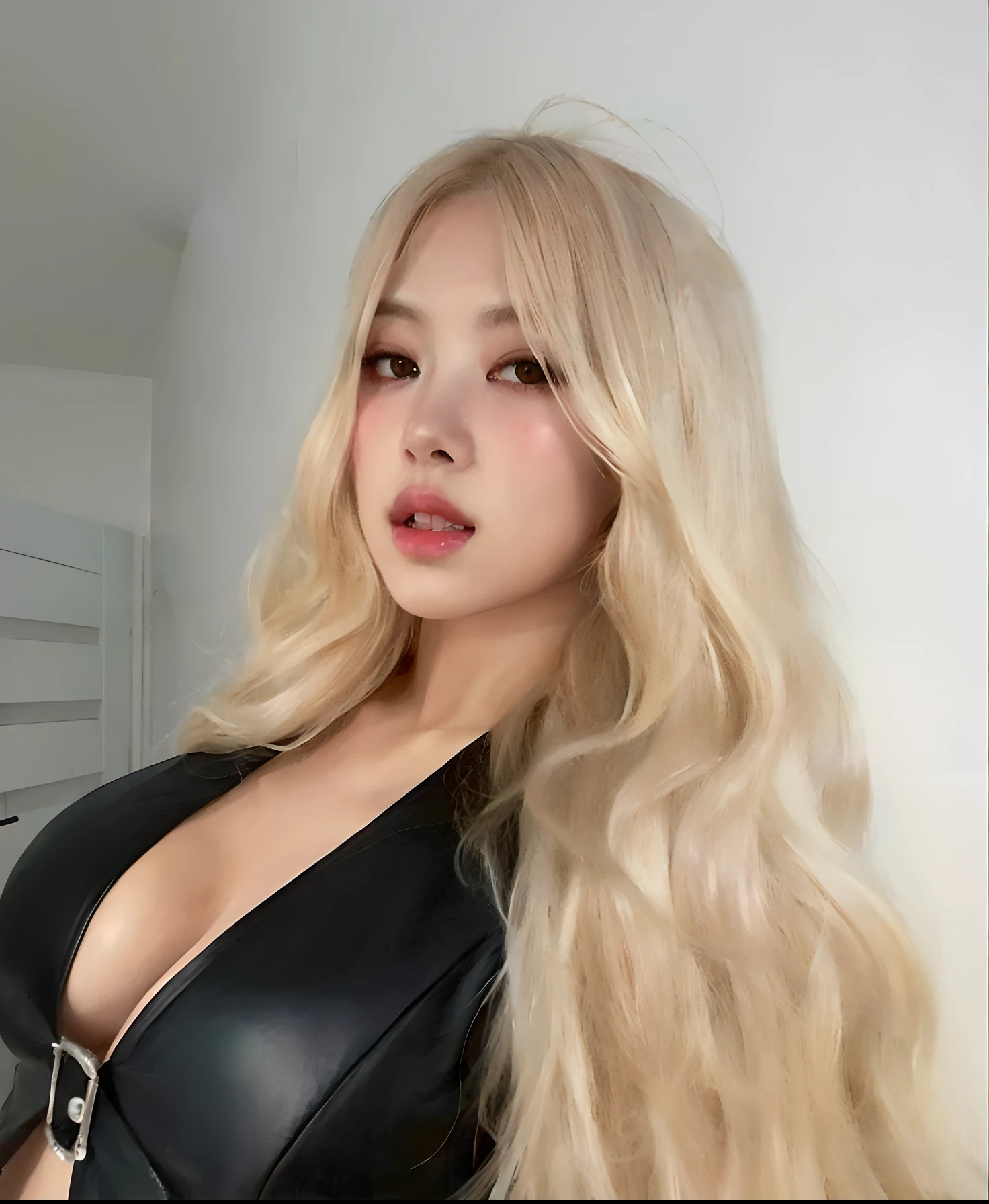 Mujer rubia con un vestido de cuero negro posando para una foto, Ava Max, Cabello largo y rubio y ojos grandes, Yelena Belova, Diosa rubia, Angelawhite, Cabello largo y rubio y ojos grandes, Una hermosa rubia, Mujeres rubias, con cabello largo y rubio, chica sexy con cabello largo y rubio, BLONDE CHILD girl, Chica perfecta de pelo blanco, Anna Nikolanova aka Newmilky