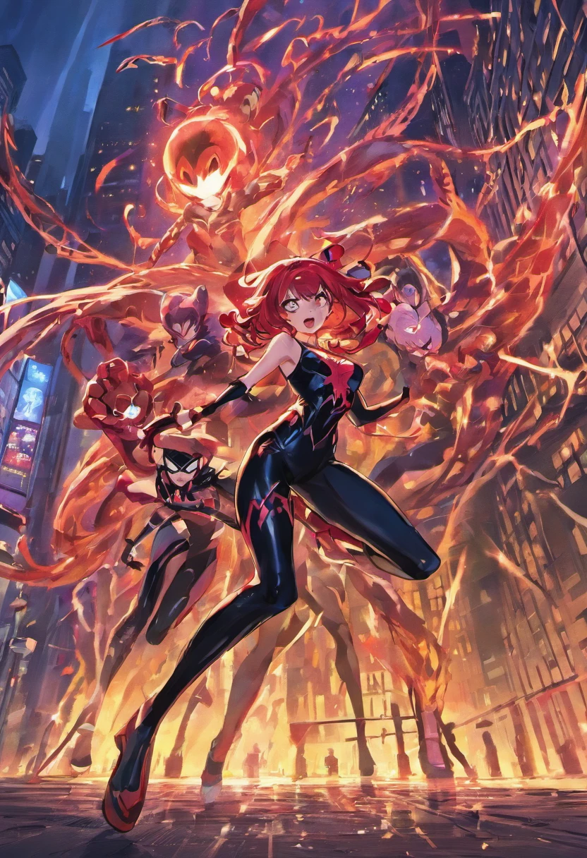 2 spidergirls fighting in NY gegen Venom und, Reno