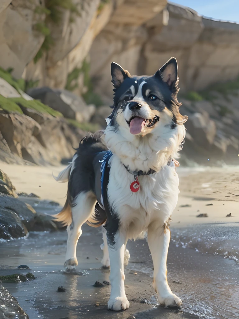 Chiot souriant sur la plage