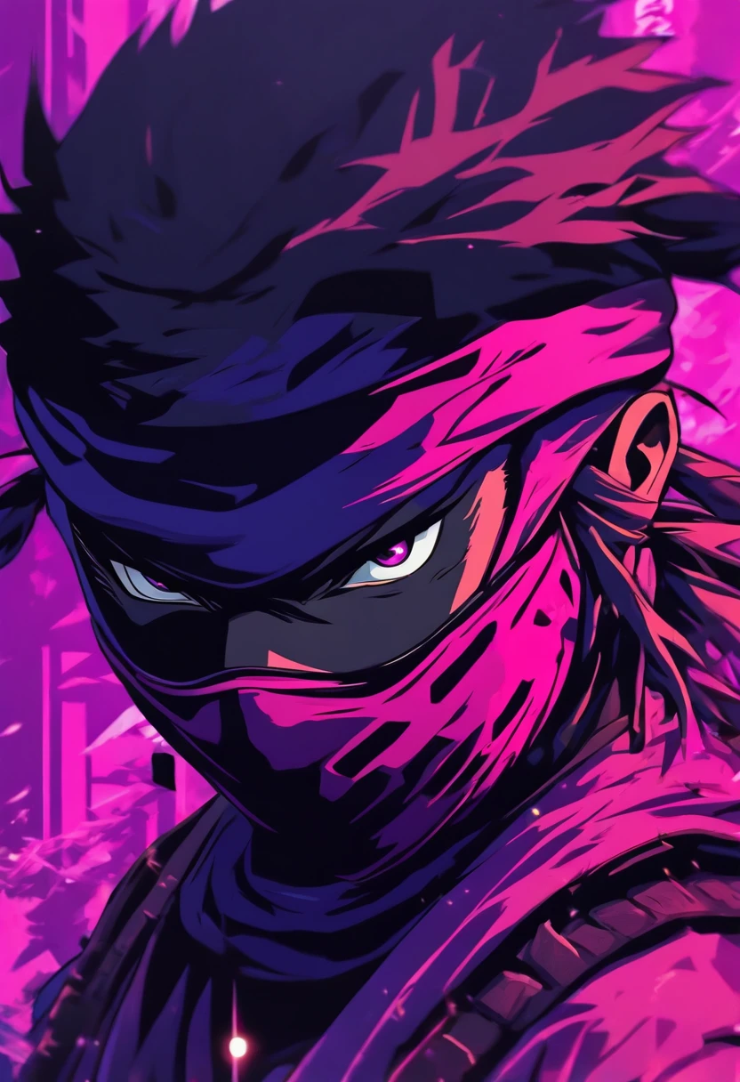 Logo, pink-purple. Ninja style, portraite of a, Japanese style, minimalism, More Purple, Best Quality, illustartion