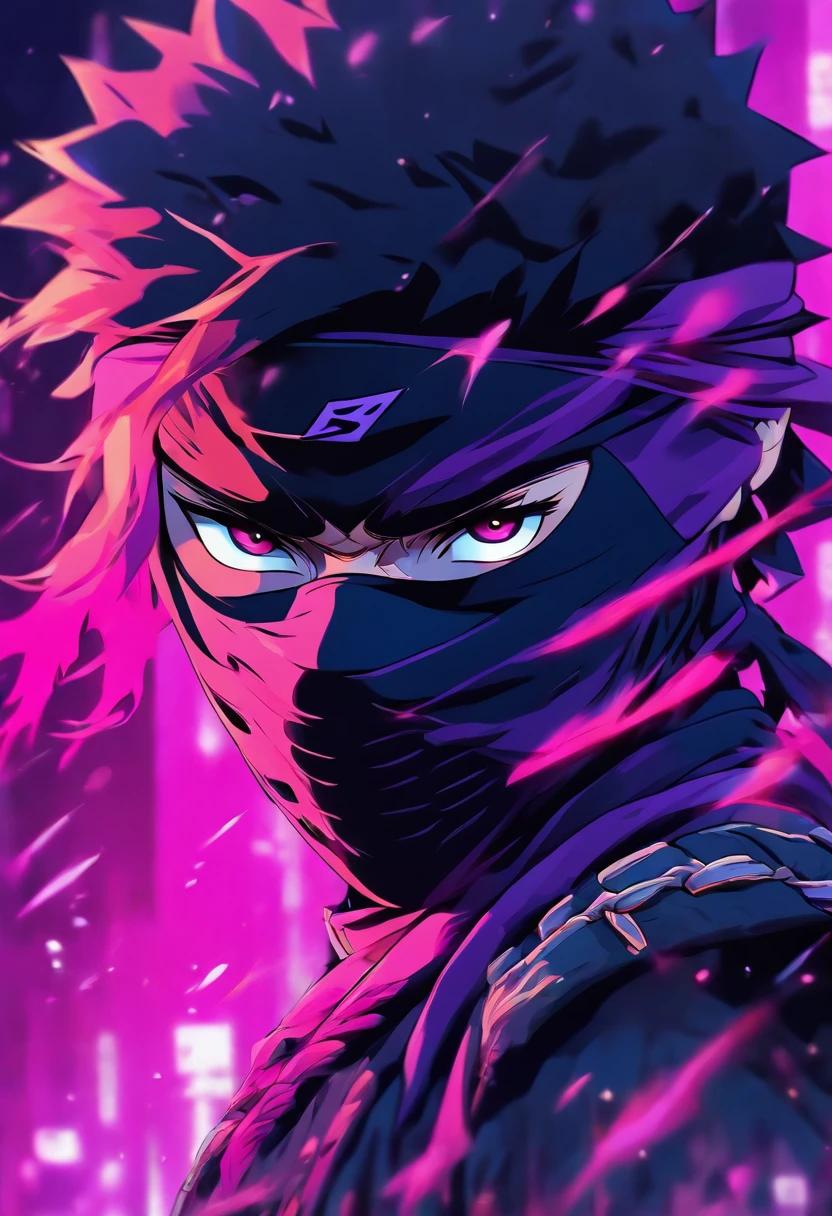 Logo, pink-purple. Ninja style, portraite of a, Japanese style, minimalism, More Purple, Best Quality, illustartion