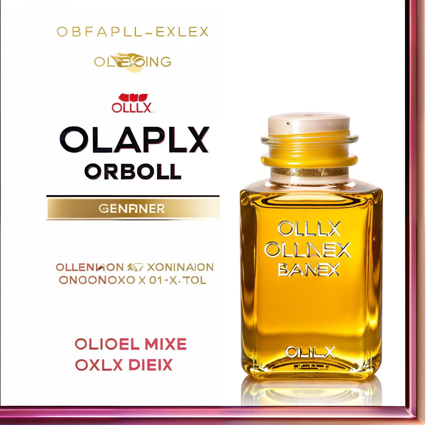 Close-up of a bottle of Olaplex bonding oil, glowing oil, made of glowing oil, glittery!!! oiled - skin!!!, 💋 💄 👠 👗, hair fluid, oil, sweet almost oil, Trendy, oiled, otzi, Uptrend ，, oilly skin, oily, draped in shiny oil, blond, oily sheen, Blonde