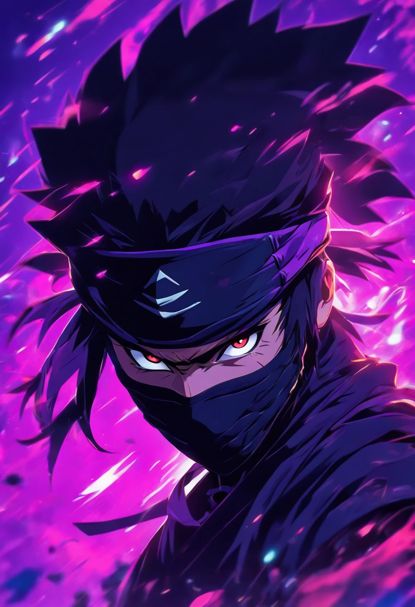 Logo, 2D, violet, Ninja style, portraite of a, Japanese style, minimalism, illustartion
