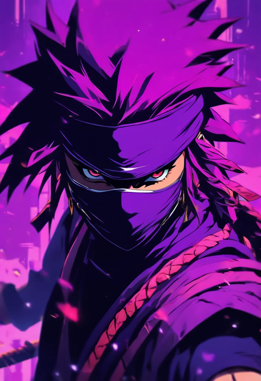 Logo, 2D, violet, Ninja style, portraite of a, Japanese style, minimalism, illustartion