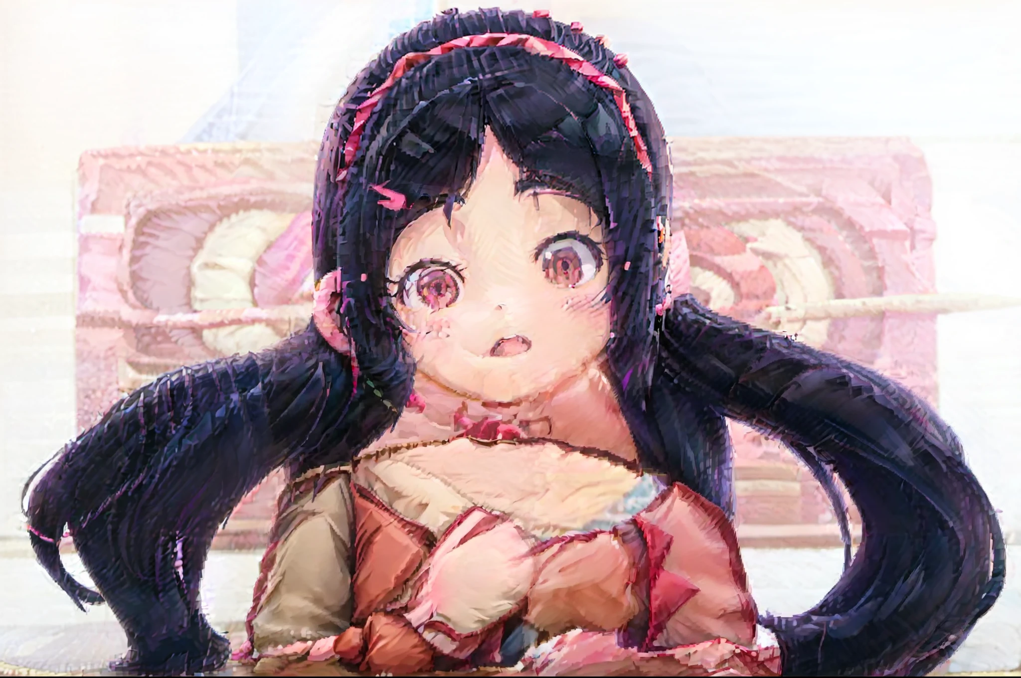 anime girl with long black hair and red shirt posing, anime moe artstyle, marin kitagawa fanart, loli, anime visual of a cute girl, cute anime girl, pretty anime girl, (anime girl), cute anime girl portraits, cute anime girl portrait, anime best girl, anime style portrait, portrait of cute anime girl, ecchi anime style