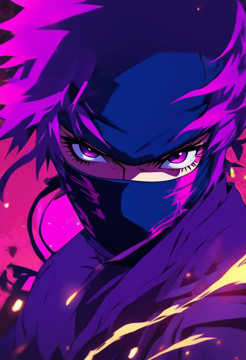 violet, Ninja style, portraite of a, Japanese style, minimalism, illustartion, vector art, Stickers