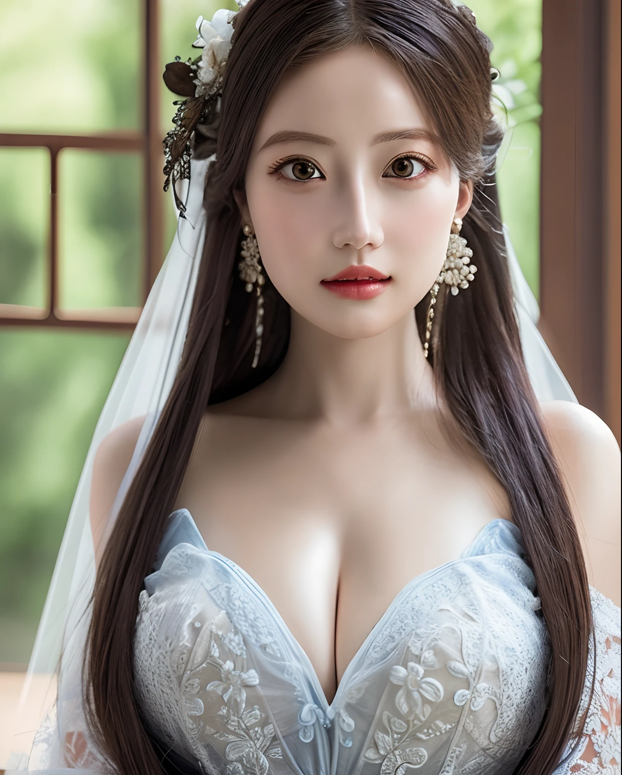 (absurd, high resolution, super detailed), 1girl, shy, shy, gentle sweet girl, intricate details, enlarged textures, intricate details, fine eyes and detailed face, intricate details, gray hair, flowing hair, wife attributes, huge boobs, perfect boobs, (shut up), (perfect eyes, equal eyes), intricate damask hanfu, transparent clothes, off-the-shoulder, super realistic, realistic photos, very detailed 3d, cold as ice