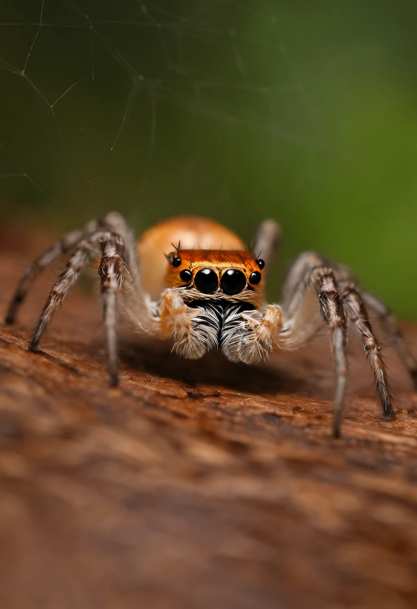 Realistic image of a spider large profile photographic style on its spider web