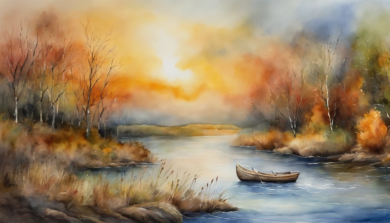 Generate the image of God moving over the waters of a river.