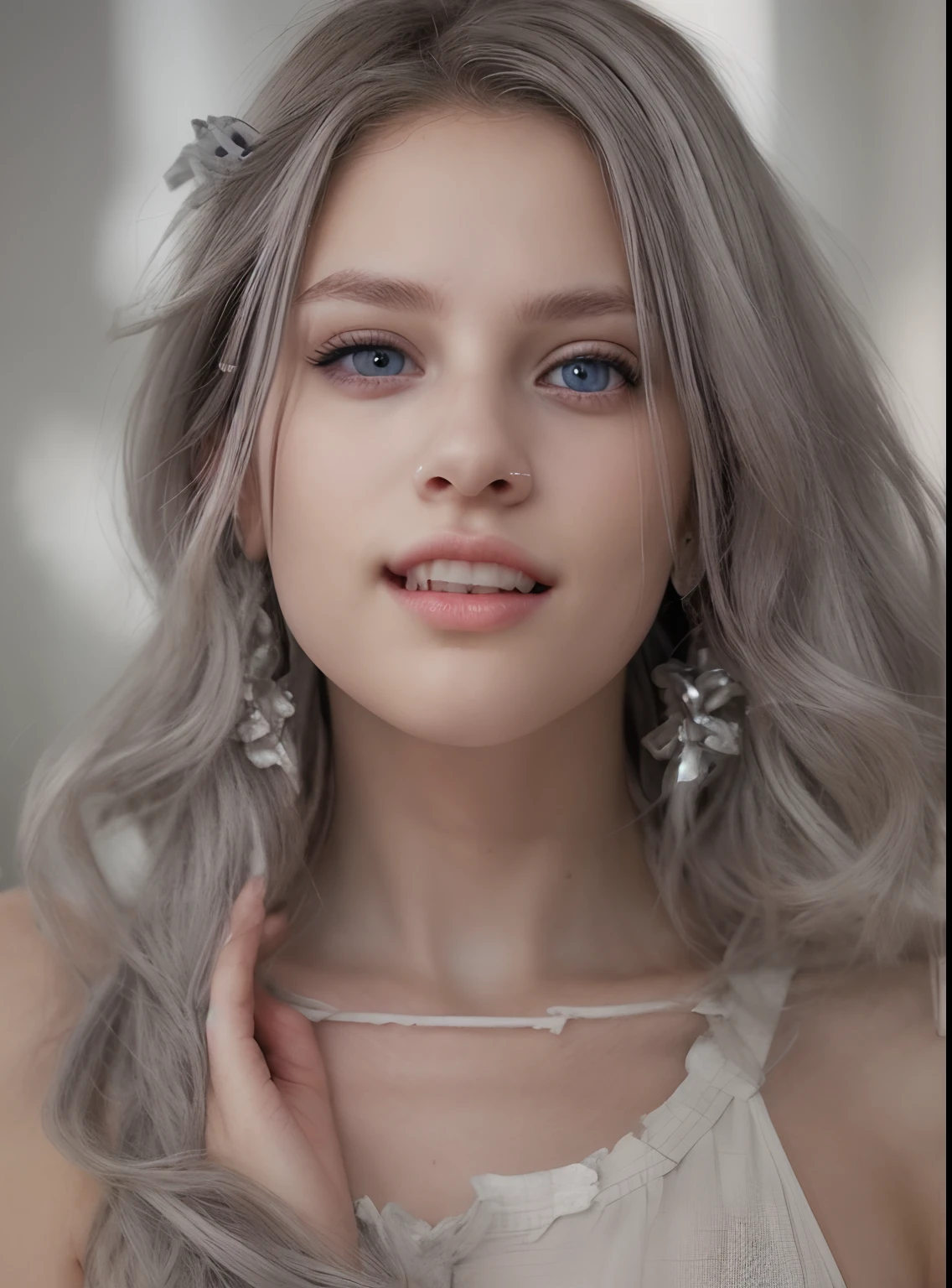 Model-like images, light gray eyes,