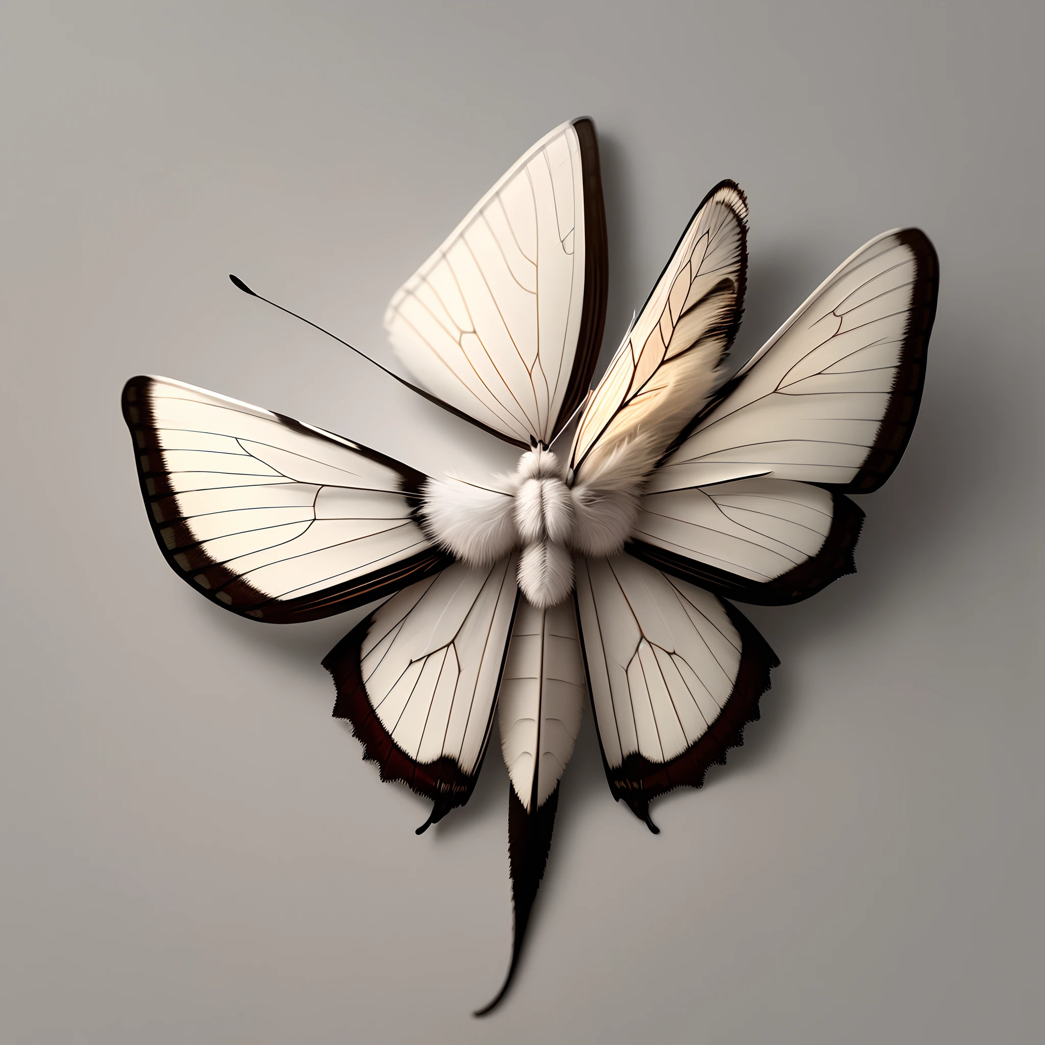 White moth with white background and the word sideswept