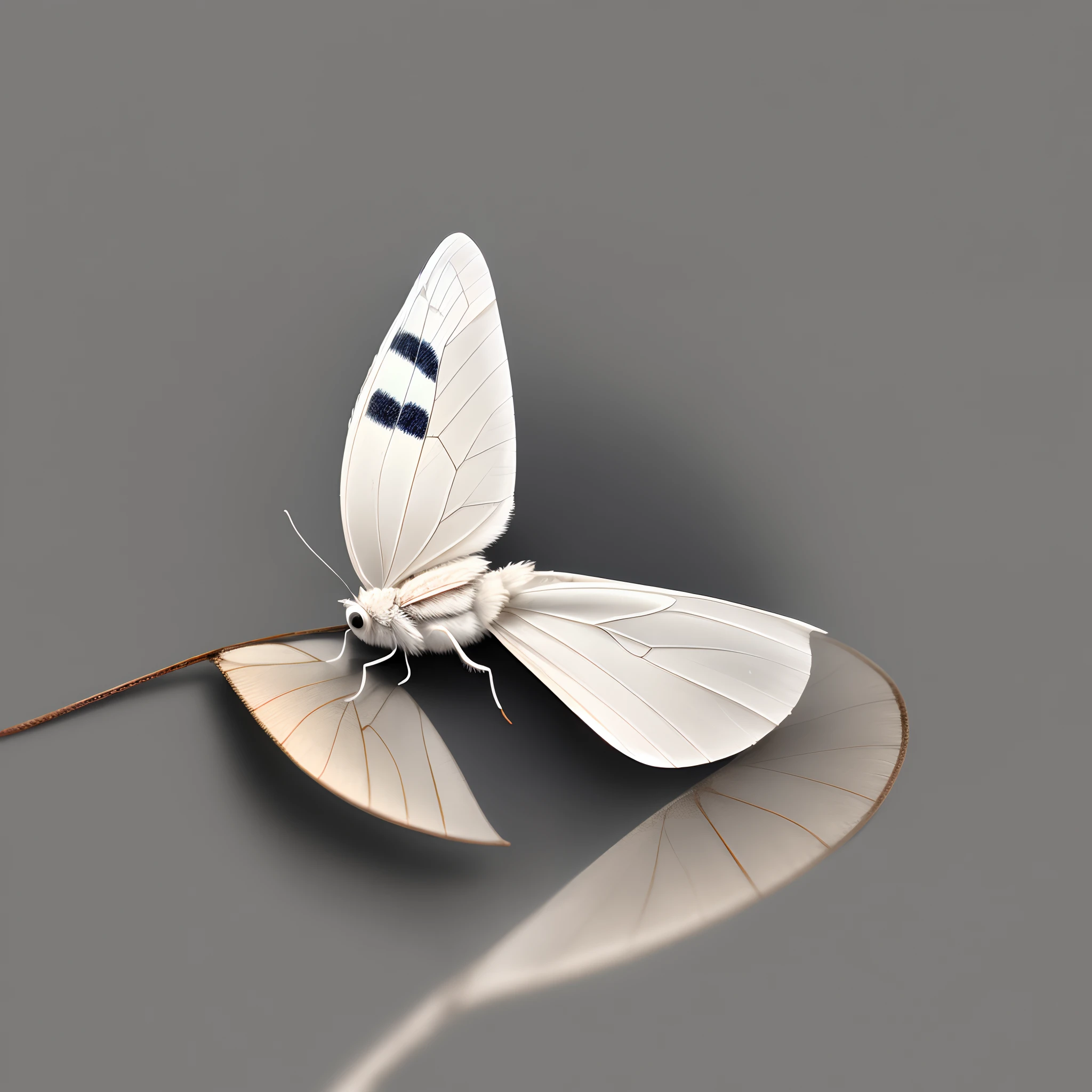 White moth with white background and the word sideswept