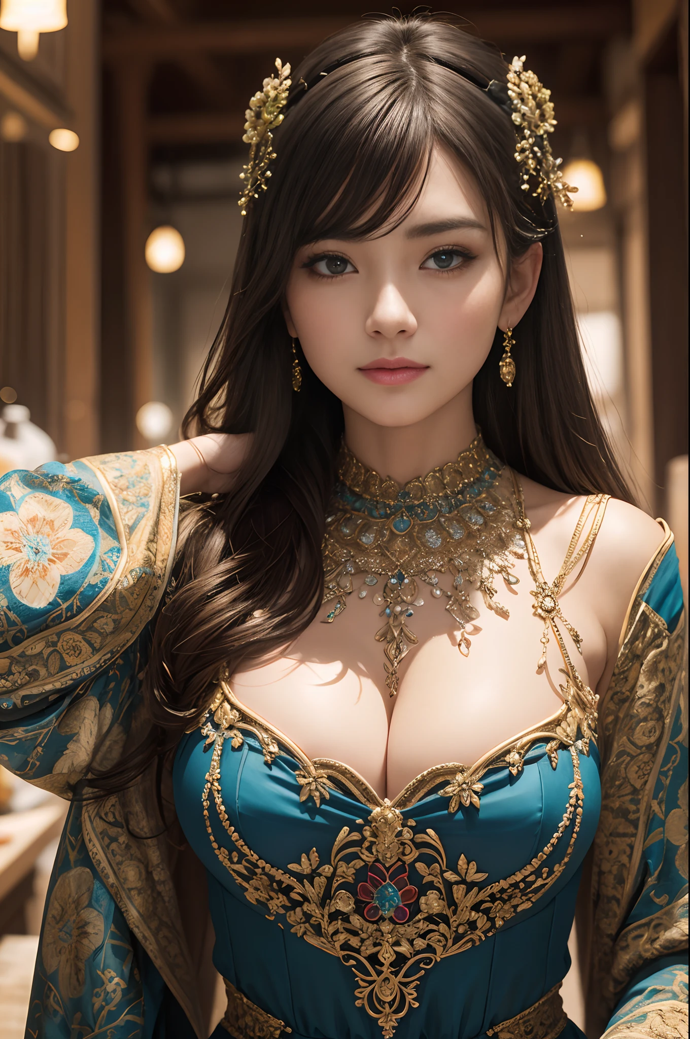 (dark shot:1.1)(absurderes、hight resolution、ultra-detailliert)、1、Mature woman with big breasts、Nobleman in a luxurious dress、Blonde long hair、Mature woman with thin big breasts、blue eyess、sexy dress、long-sleeve、Finely detailed eyes and detailed face、intricate-detail、BREAK Mosaic Art、small pieces、colorful tesserae、complex pattern、Tiled design、durable surfaces、Old-fashioned technique BREAK macro photography、extreme close - up、intricate-detail、magnified textures、Stunning clarity、Hidden beauty、Immersive perspective break、 artisanal creations、Handmade products、unique designs、intricate detailes、Creative expression、skilled craftsmanship,enticing,