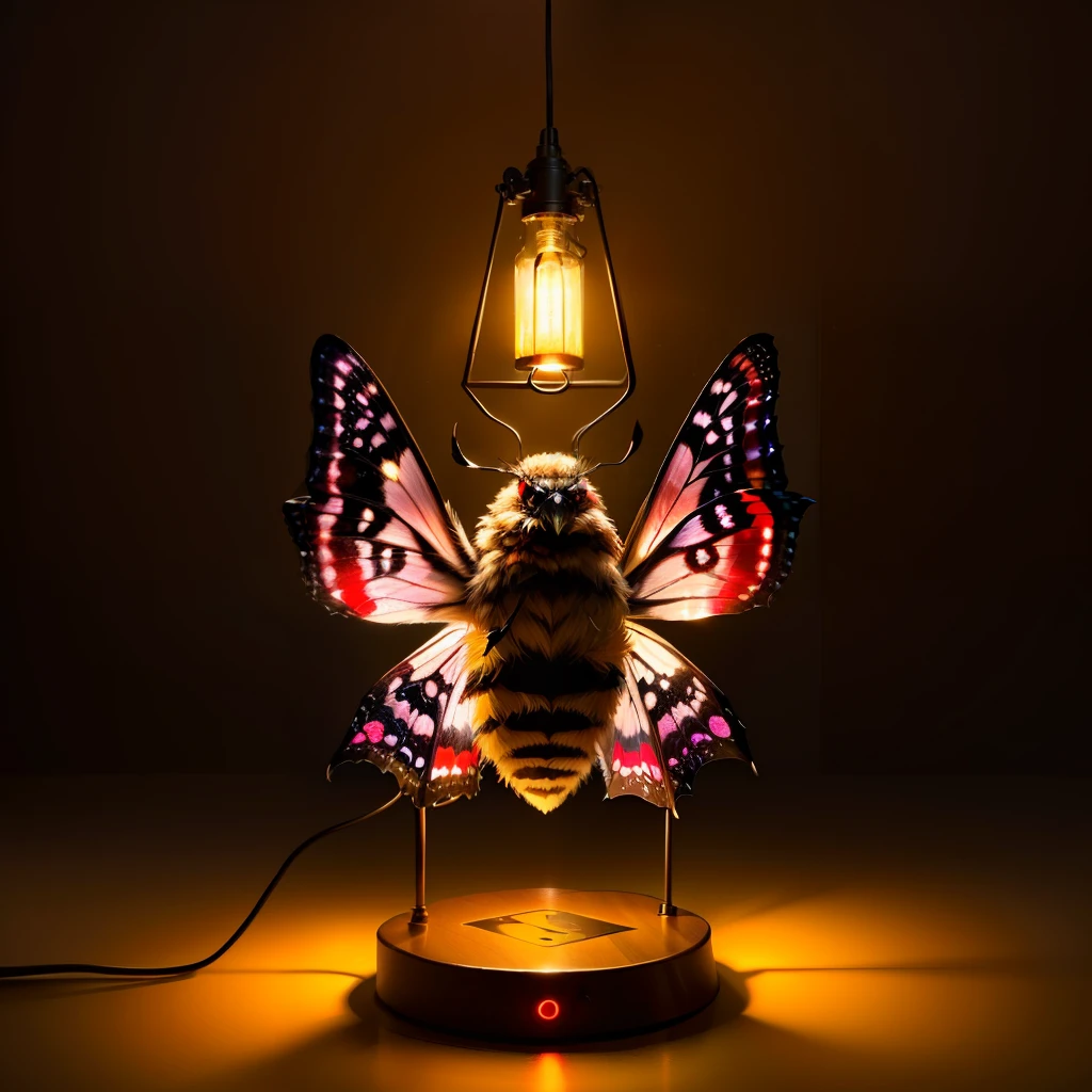 black moth with red lamp