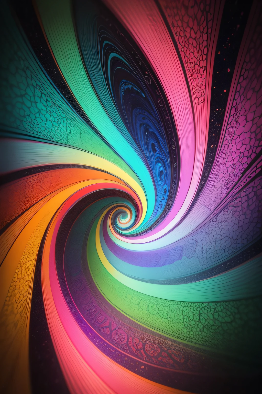 A magnificent swirl square of captivating and psychedelic color drawin