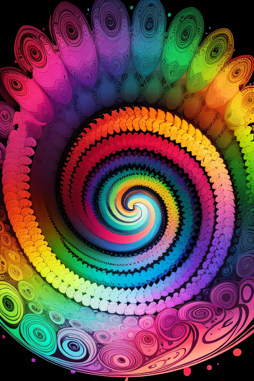 A magnificent swirl of captivating and psychedelic color drawing