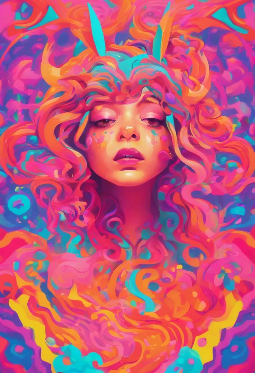 Rabbit-eared girl , transgressive art, Sharp Focus, 8 K, Octane Render , Saturated colors, Pastel colors