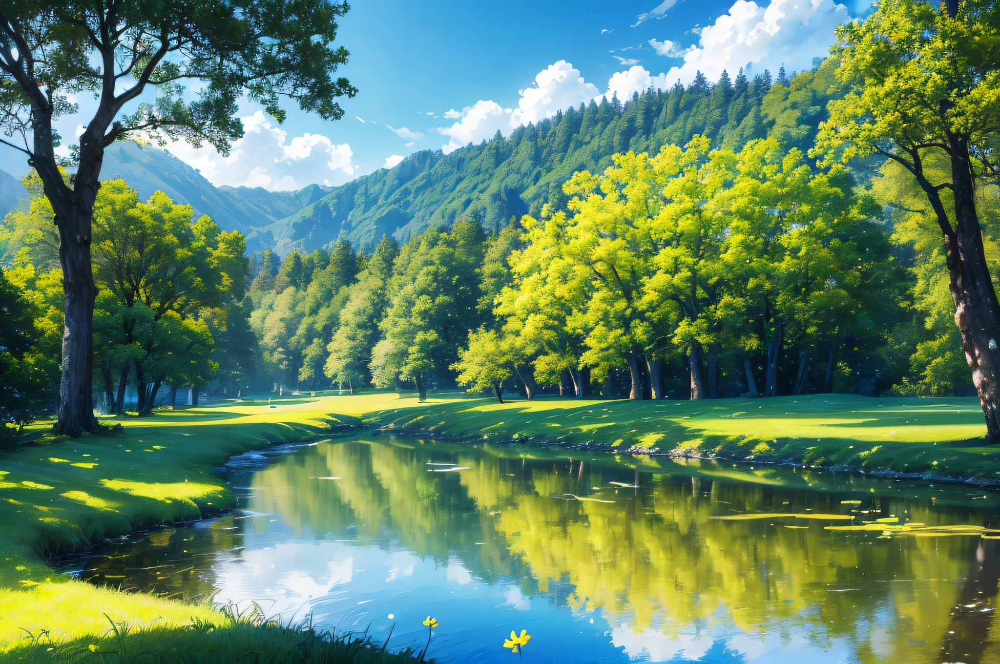 (best quality,4k,8k,highres,masterpiece:1.2),ultra-detailed,(realistic,photorealistic,photo-realistic:1.37),vivid colors,sharp focus,physically-based rendering,HDR,UHD,studio lighting,extreme detail description
green grass field,blue sky,summer landscape background,rolling hills,gentle breeze,nature's embrace,lush greenery,wildflowers swaying in the wind,sun shining brightly,fluffy white clouds,peaceful and serene atmosphere,birds chirping and singing,tranquil and idyllic scenery,clear blue lake reflecting the sky,reflections shimmering in the water,tall trees providing shade and shelter,cottages dotted along the horizon,happy and carefree vibes,enjoying the beauty of nature
artistic style: landscape,photography
