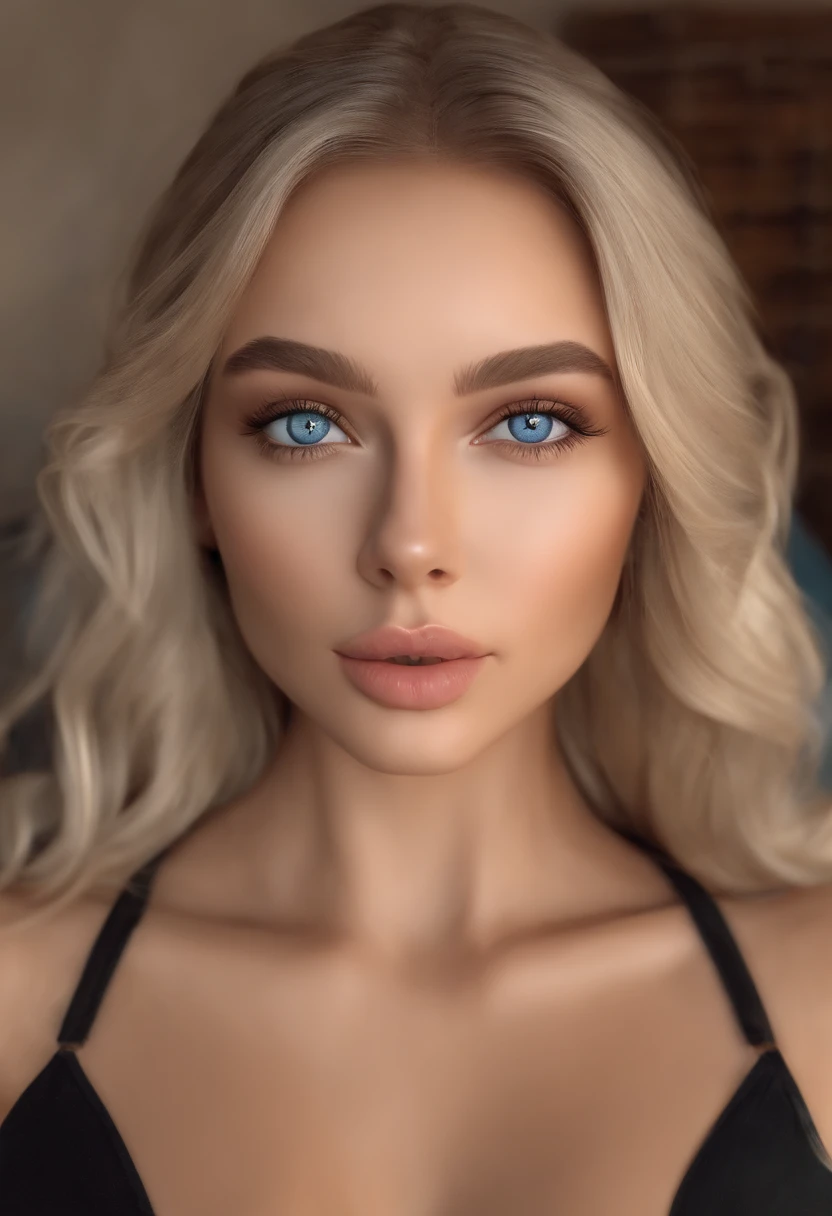 arafed woman fully , sexy girl with blue eyes, ultra realistic, meticulously detailed, portrait sophie mudd, blonde hair and large eyes, selfie of a young woman, bedroom eyes, violet myers, without makeup, natural makeup, looking directly at the camera, face with artgram, subtle makeup, stunning full body shot standing on the street, on the street, medium to large size bust