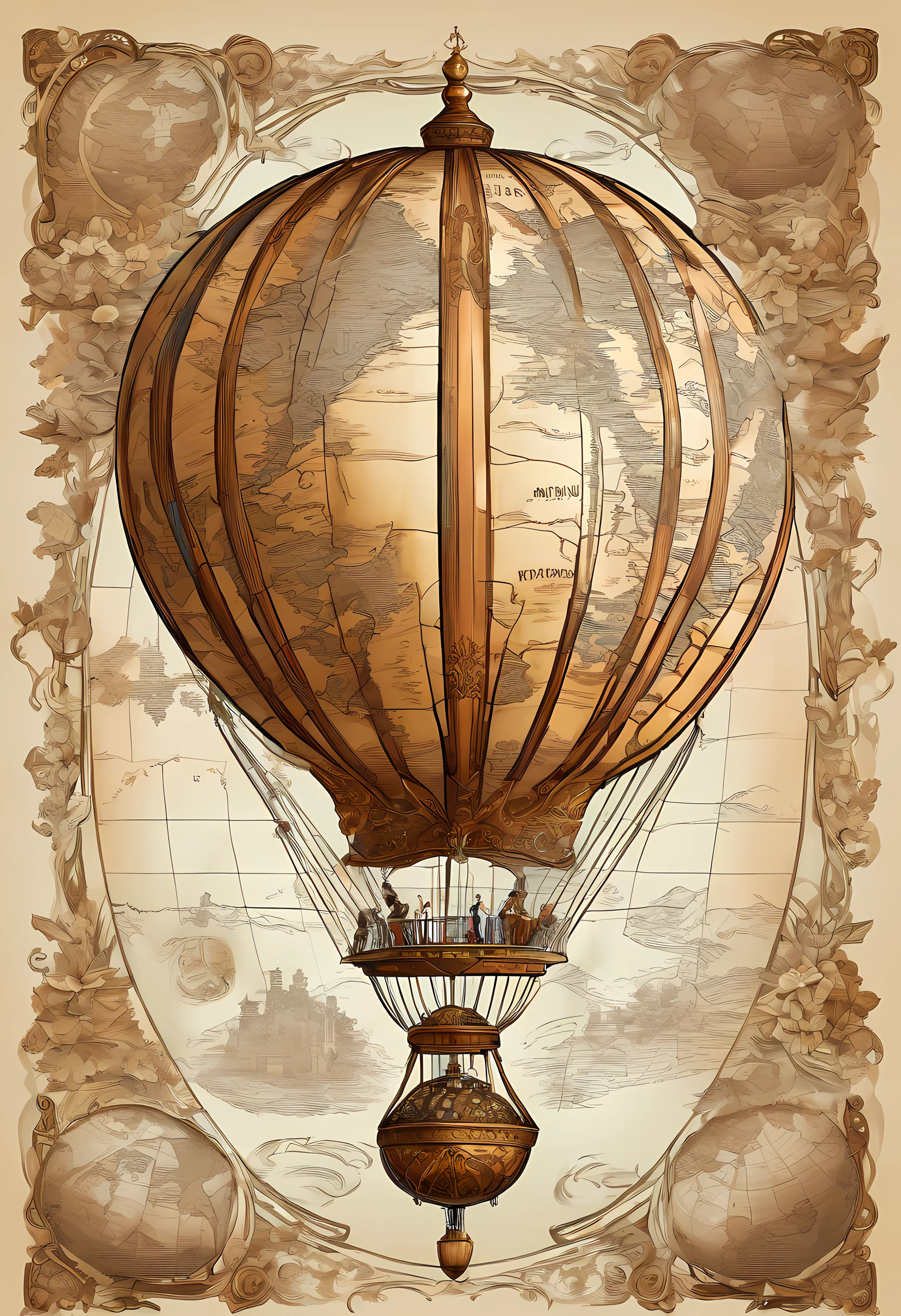 A picture of a hot air baloon whose baloon is a the (map of Earth: best detailed, masterpiece, ultra detailed: 1.5), it flies at dawn, over rolling grass hills, high details, best quality, 16k, [ultra detailed], masterpiece, best quality, (ultra detailed), full body, ultra wide shot, photorealism 3d rendering,