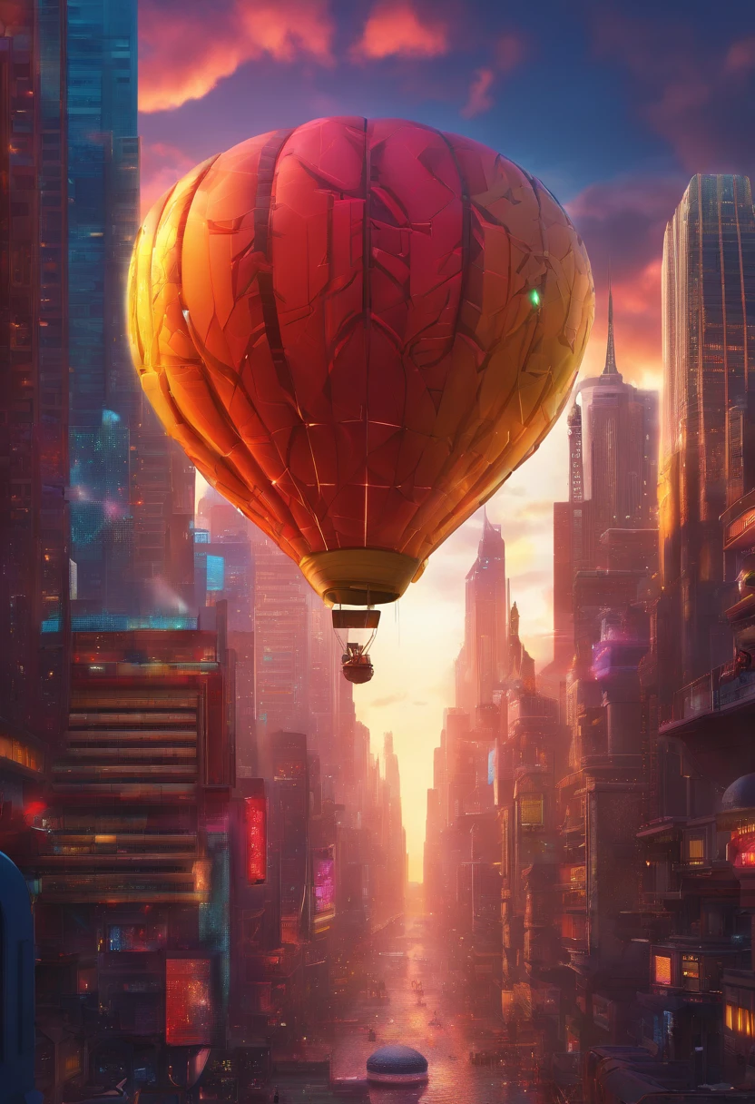 A picture of a hot air baloon whose baloon is a the (map of Earth: best detailed, masterpiece, ultra detailed: 1.5), it flies at dawn, over rolling grass hills, high details, best quality, 16k, [ultra detailed], masterpiece, best quality, (ultra detailed), full body, ultra wide shot, photorealism 3d rendering,