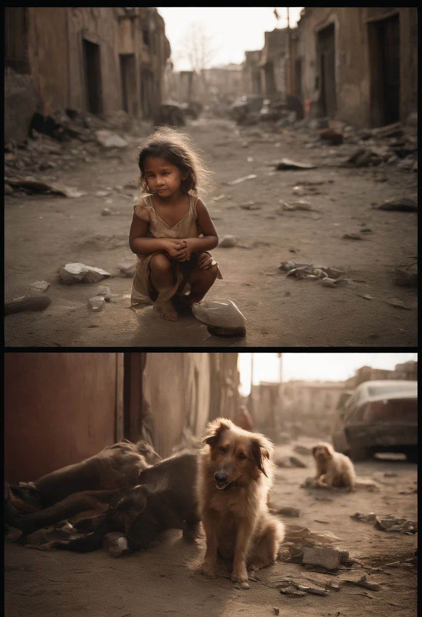 In a desolate urban street, marked by decay and poverty, unfolds a scene that echoes the harsh reality faced by many. A young girl, approximately five years old, finds joy in a grimy corner strewn with garbage as she plays with her loyal four-legged companion, a thin and unkempt dog.
The girl, with tangled hair and a dirty face, radiates innocence that starkly contrasts with the harsh environment surrounding her. She wears tattered and worn-out clothing that barely shields her from the cold and the elements. Despite the adverse circumstances, the little girl smiles and laughs while interacting with her furry friend.
A few meters away, her mother, a worn-out young woman, struggles to hold a baby in her arms. Her eyes reflect the sadness and desperation that come from the constant struggle to survive amidst misery. With tired and pleading gestures, she approaches the passing drivers, seeking a small contribution that may help them face the daily hardships.
The context surrounding the scene is bleak. The streets are filled with debris, trash, and dilapidated buildings. The air carries an odor of hopelessness and despair. The faces of passersby reflect resignation and the harshness of a life marked by extreme poverty.
While the scene is heart-wrenching, it also serves as a powerful reminder of human resilience. Despite the difficulties, the little girl finds a glimmer of joy in playing with her dog, and her mother, with her last shred of hope, seeks a small assistance in an indifferent world.