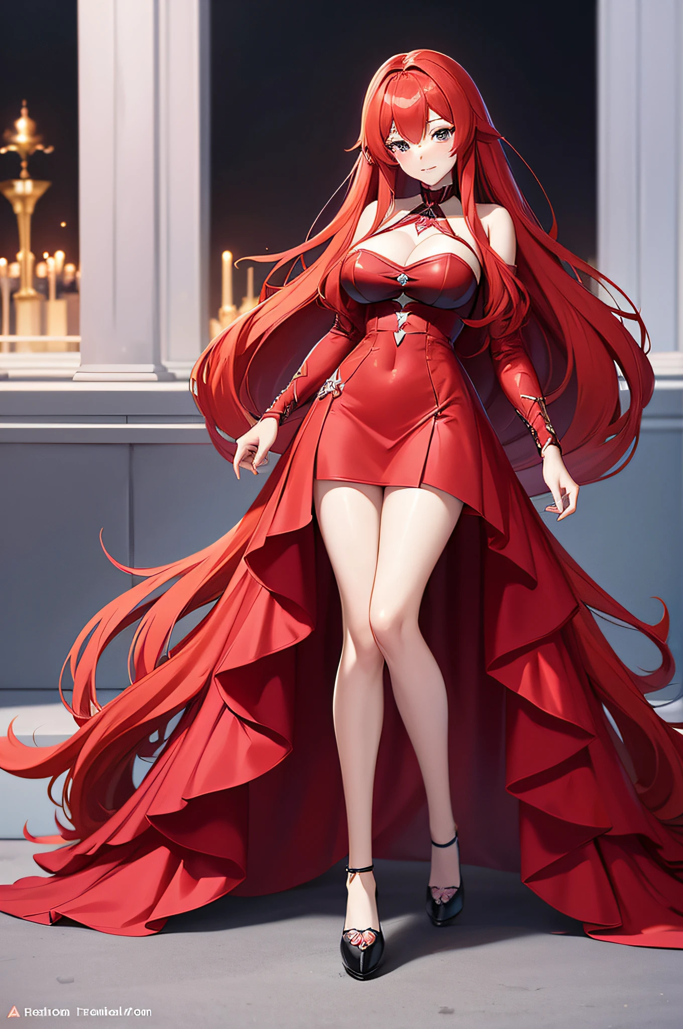 Anime character design for long-haired redhead girl, trending on artstation pixiv, rias gremory, Pisif style, cute anime waifu in a nice dress, anime full body illustration, Popular on Pisif, From Arknights, Pisif, full body adoptable, pretty anime character design, gothic maiden anime girl, Pisif 3DCG