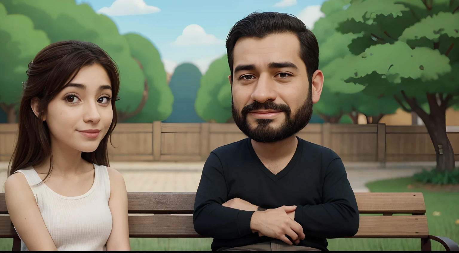 Cartoon of a man and a woman sitting on a bench with a speech bubble, a dibujos animados by Estuardo Maldonado, Instagram, incoherentes, caricaturasco, Forges, bizarrrrre, illustration", indignado, inconmensurable, obeso, obeso ), inticrate, caricatura, Juxtapos, Ibrahim, Jajaja!', dibujos animados