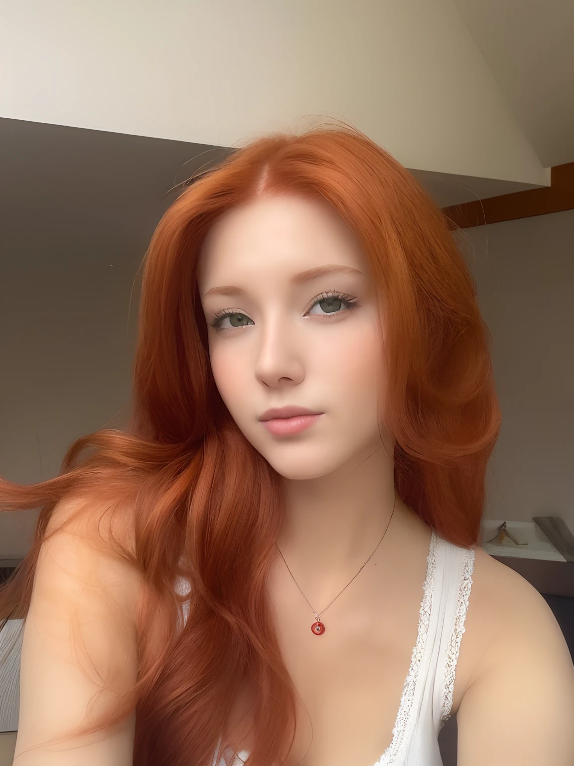 there is a woman with long red hair posing for a picture, she has long redorange hair, red head, long glowing red hair, she has long orange brown hair, red hair and attractive features, flowing ginger hair, with red hair, soft red hair, copper hair, she has red hair, portrait sophie mudd, anna nikonova aka newmilky